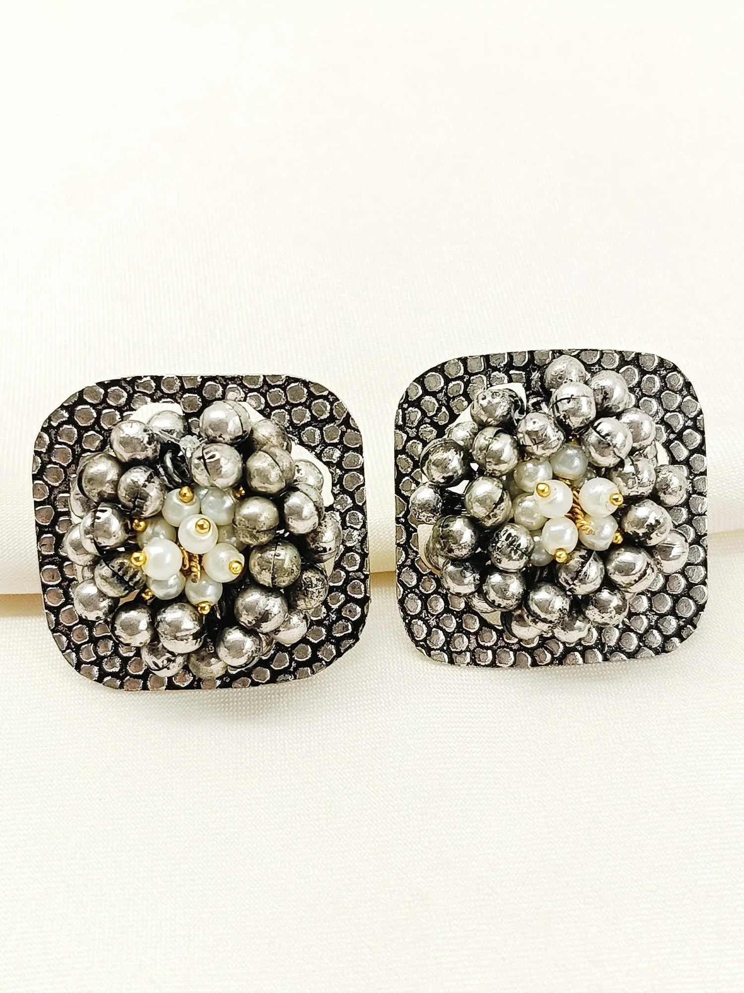 Rishita White Pearl Oxidized Tops