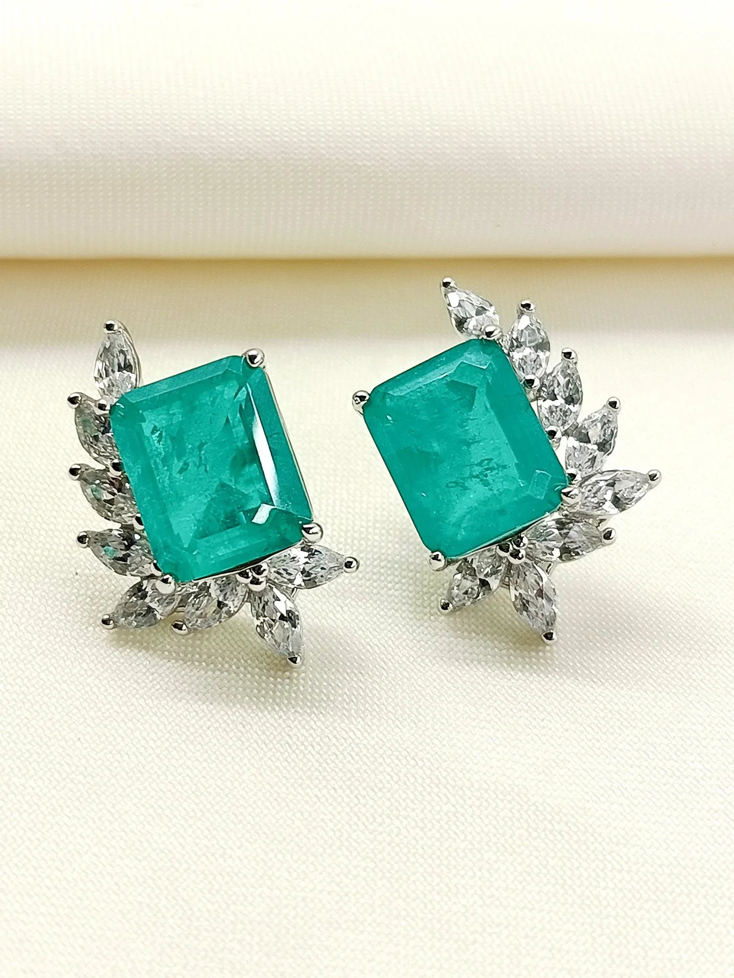 Bess Green 92.5 Silver Swarovski Stone Tops