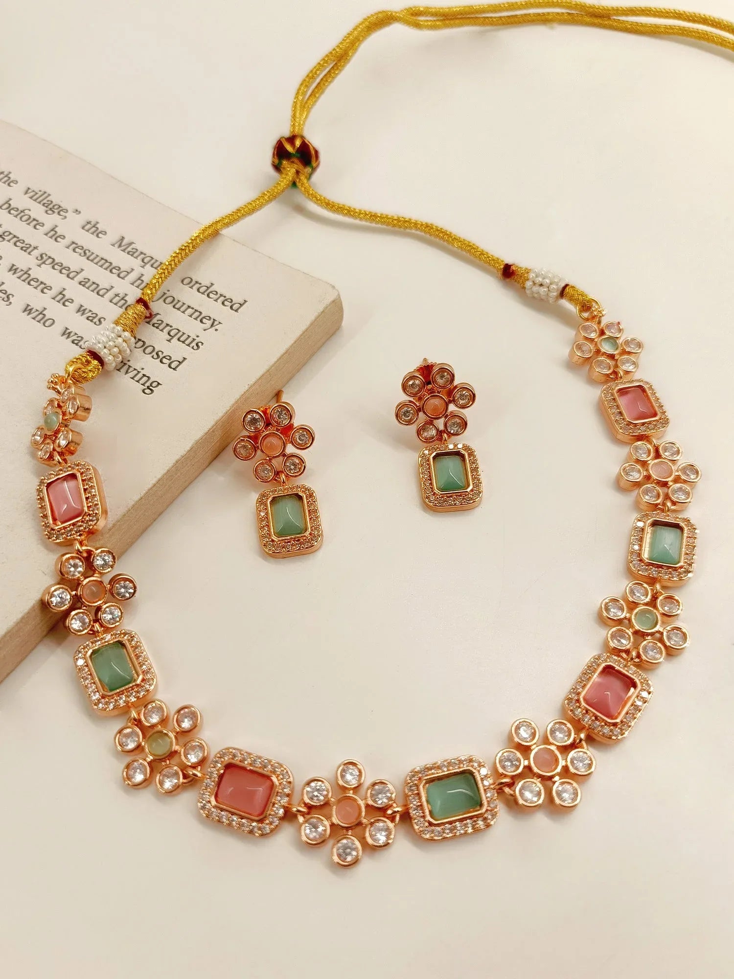 Janki P & G American Diamond Necklace Set