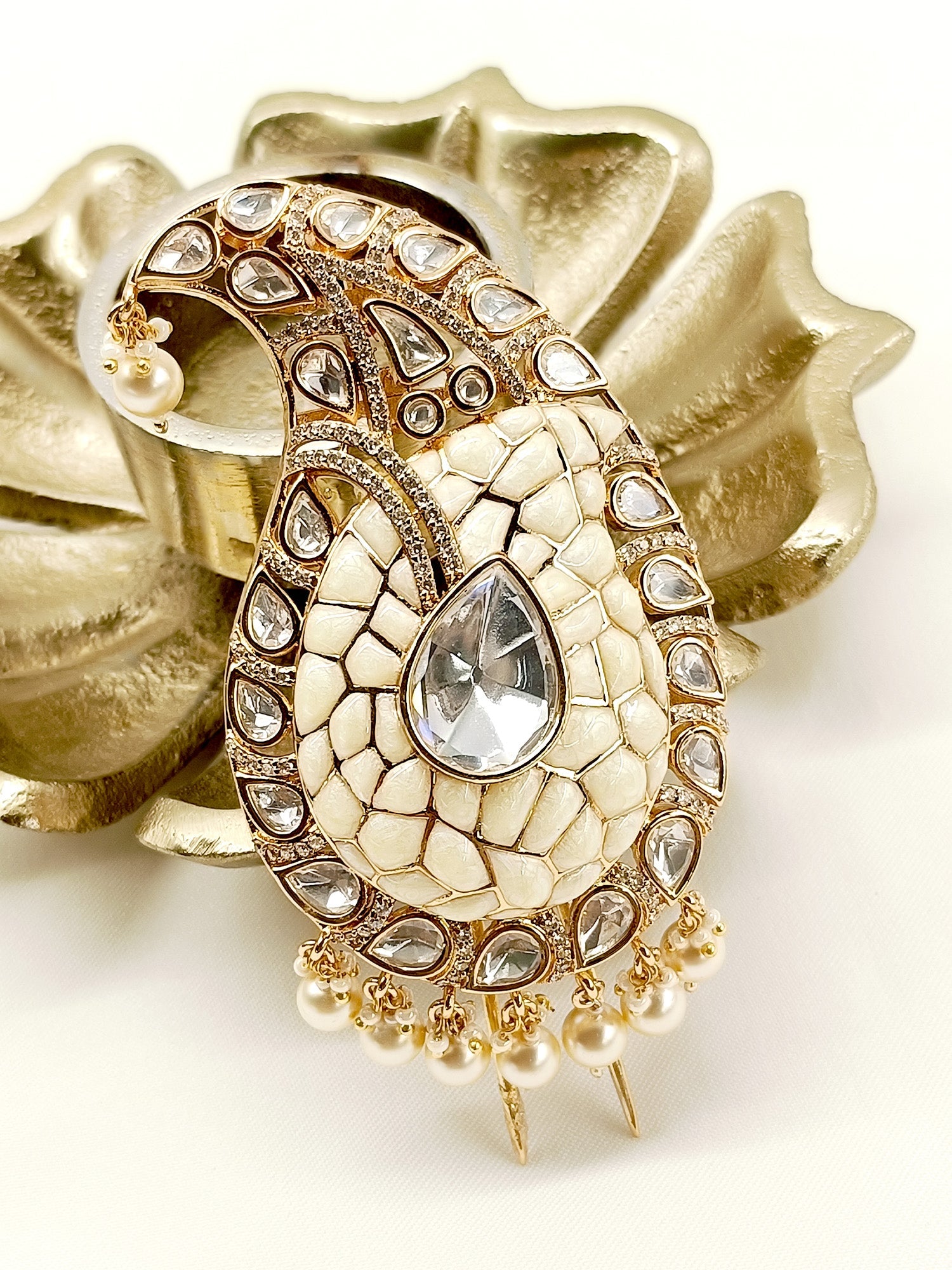 Aarav White Kundan Dulha Kalgi