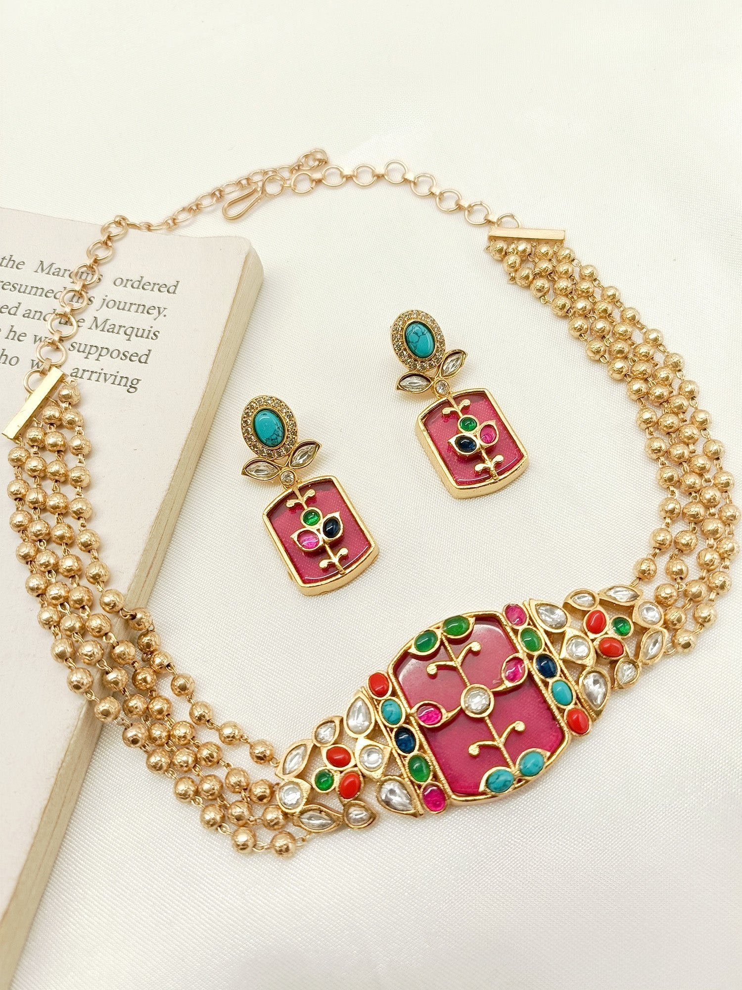 Siddhi Multi Colour Kundan Choker Set - qivii