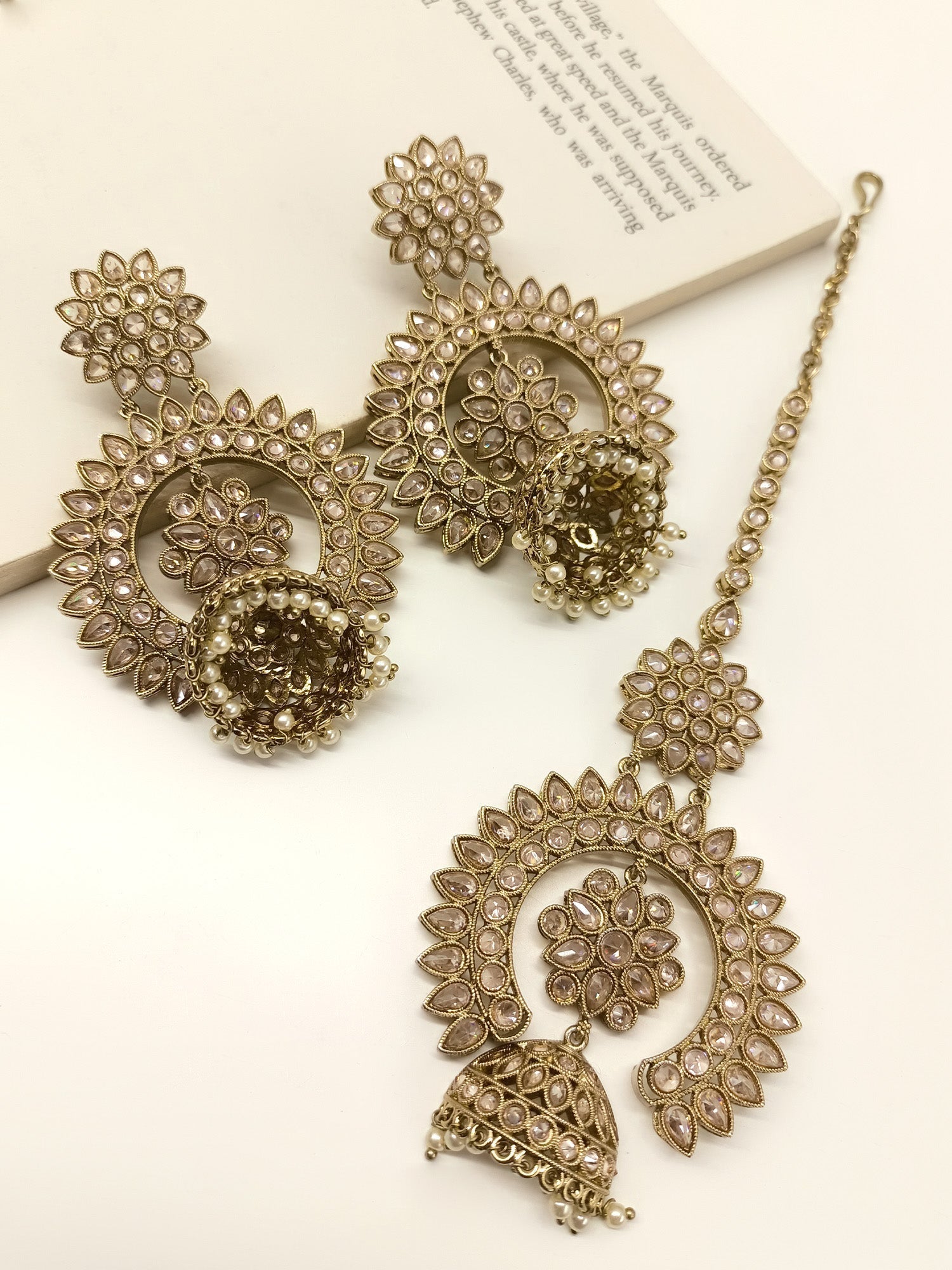 Gori Copper Polki Jhumki With Teeka - qivii