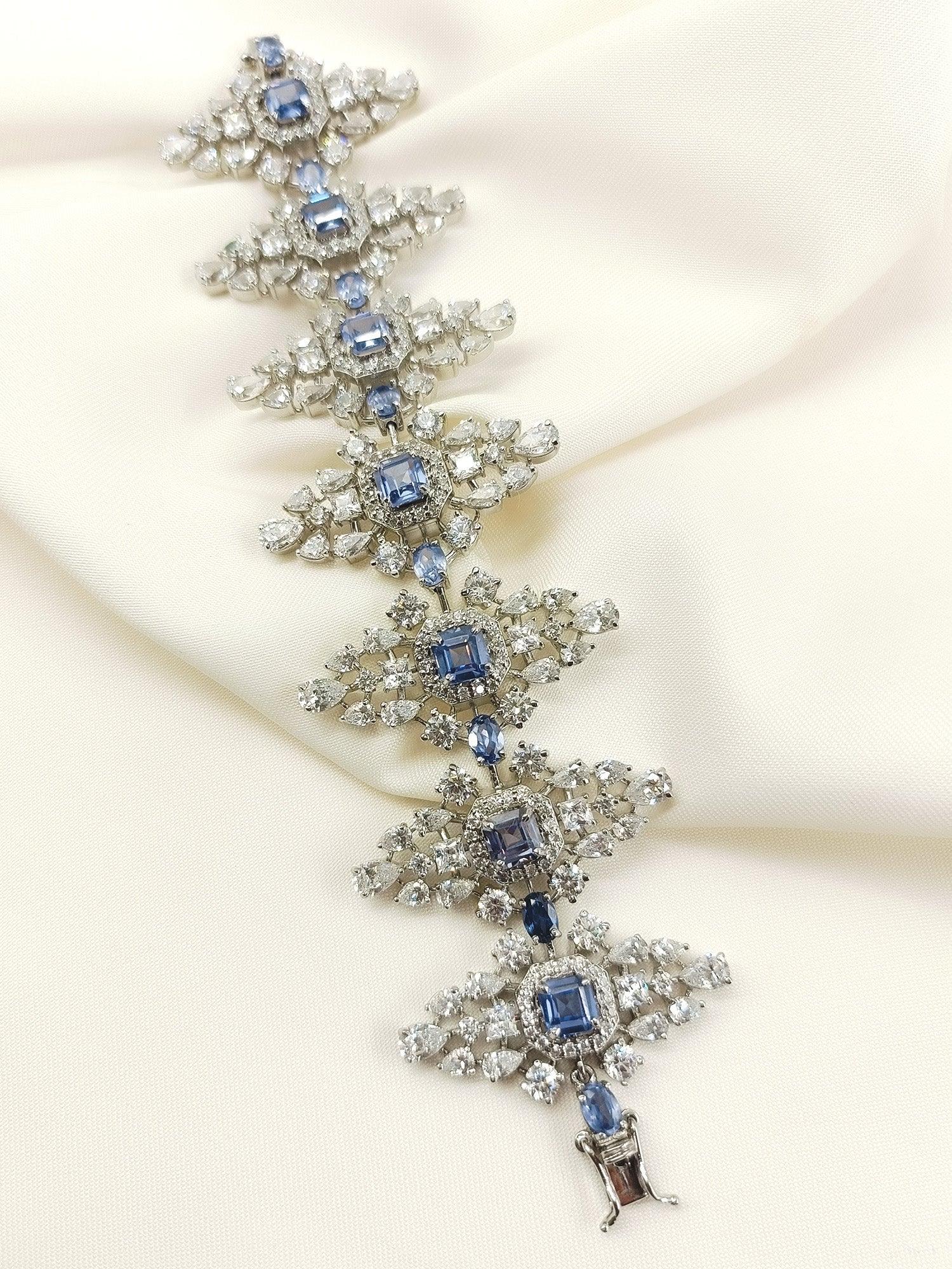 Deborah Lavender 92.5 Silver American Diamond Two In One Bracelet
