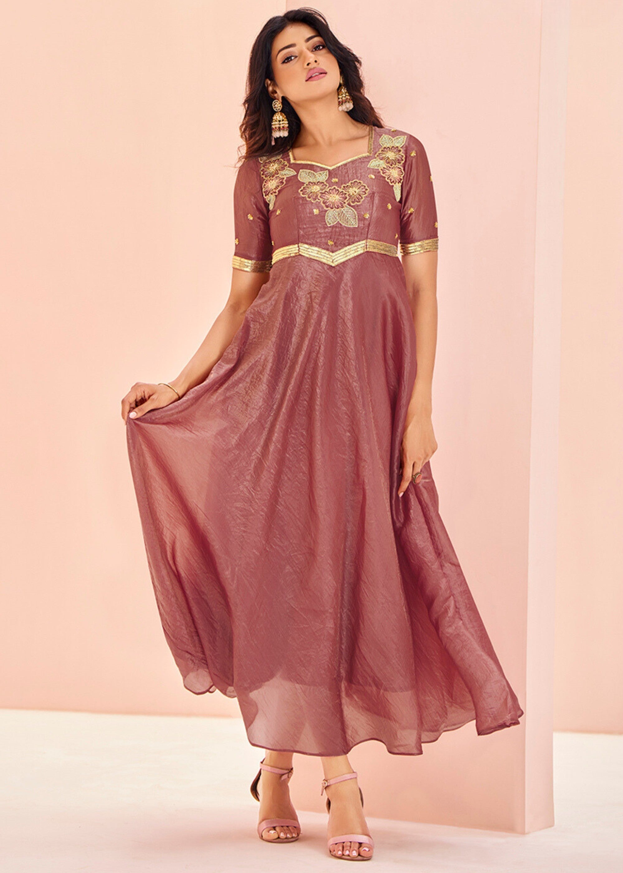 Coral Organza Handwork Tunic - qivii