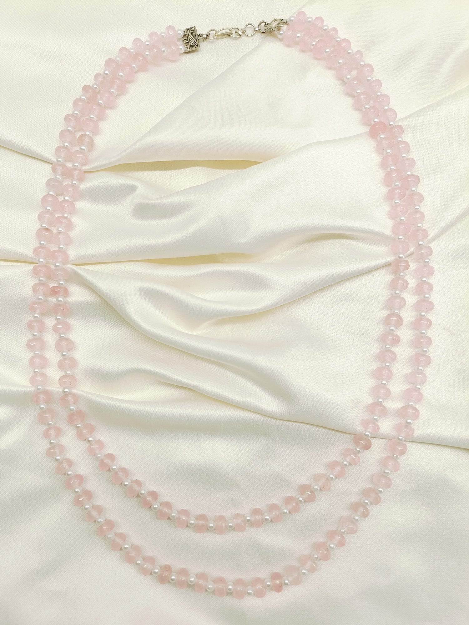 Anshula Pink Double Layerd Beads Neckpiece - qivii