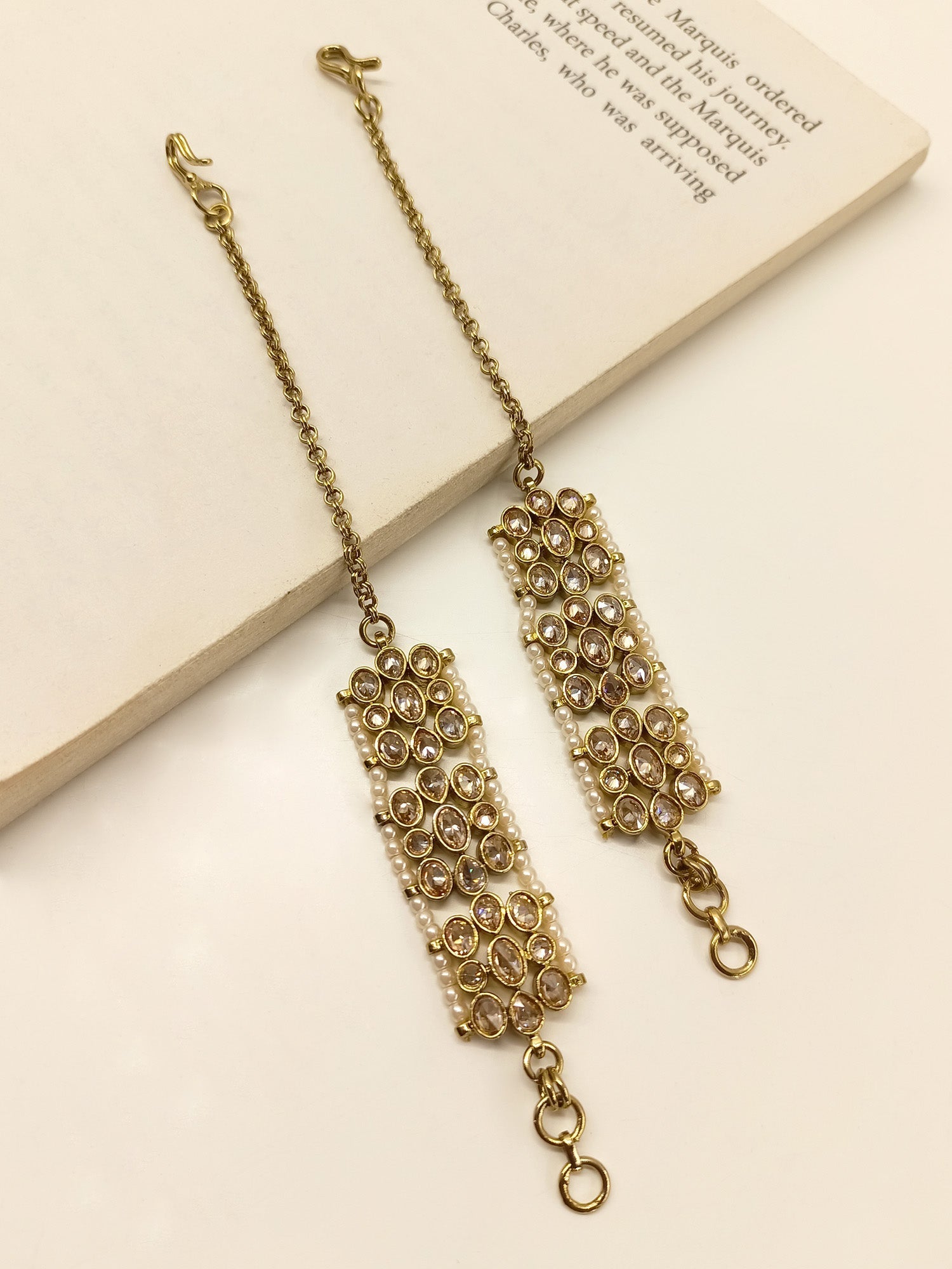 Joyce Copper Polki Ear Chain - qivii