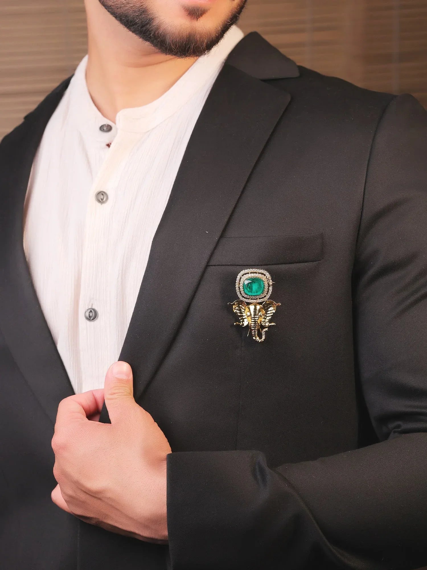 Gajraj Green Ganesh Ji Brooch