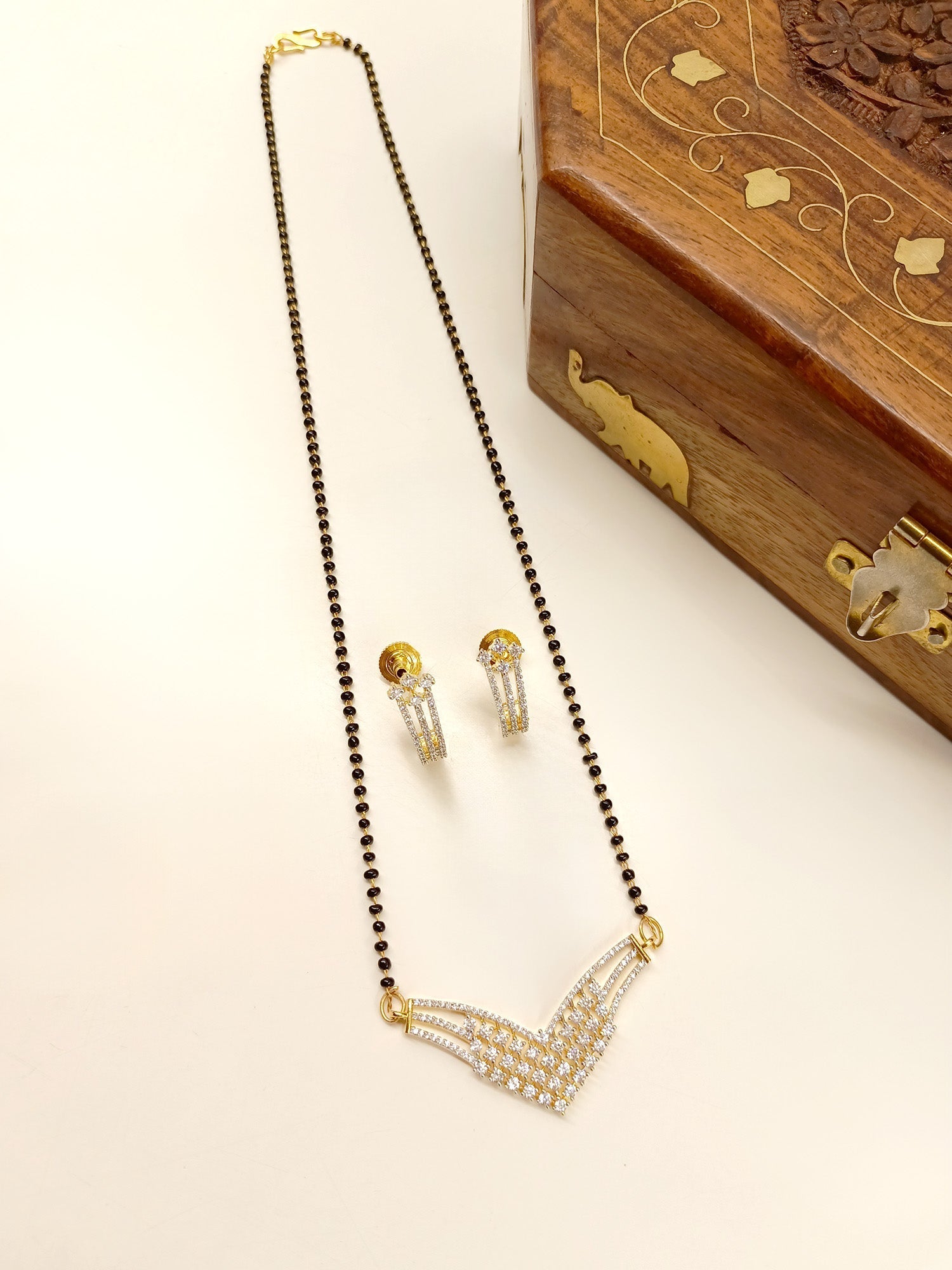 Yashu White American Diamond Mangalsutra - qivii