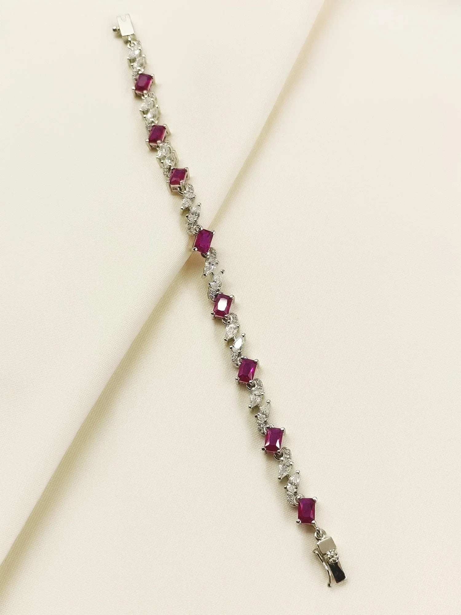 Chahana Ruby 92.5 Silver Swarovski Stone Bracelet
