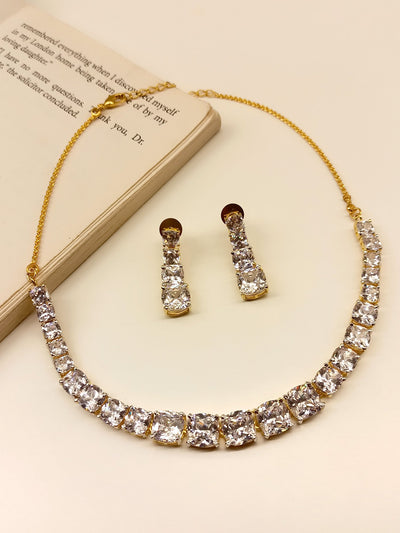 Preeti White American Diamond Necklace Set