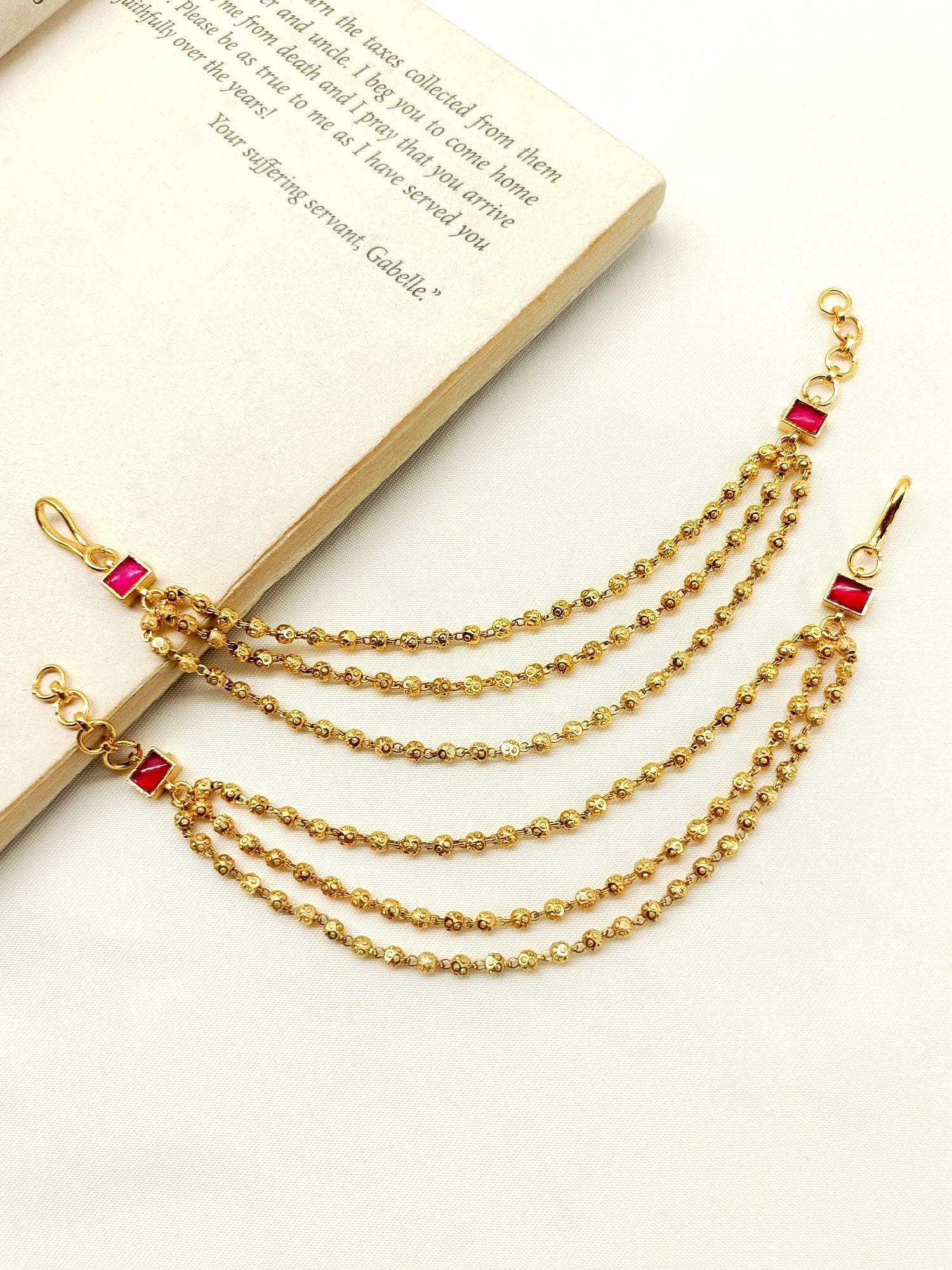 Vidushi Ruby Traditional Ear Chain