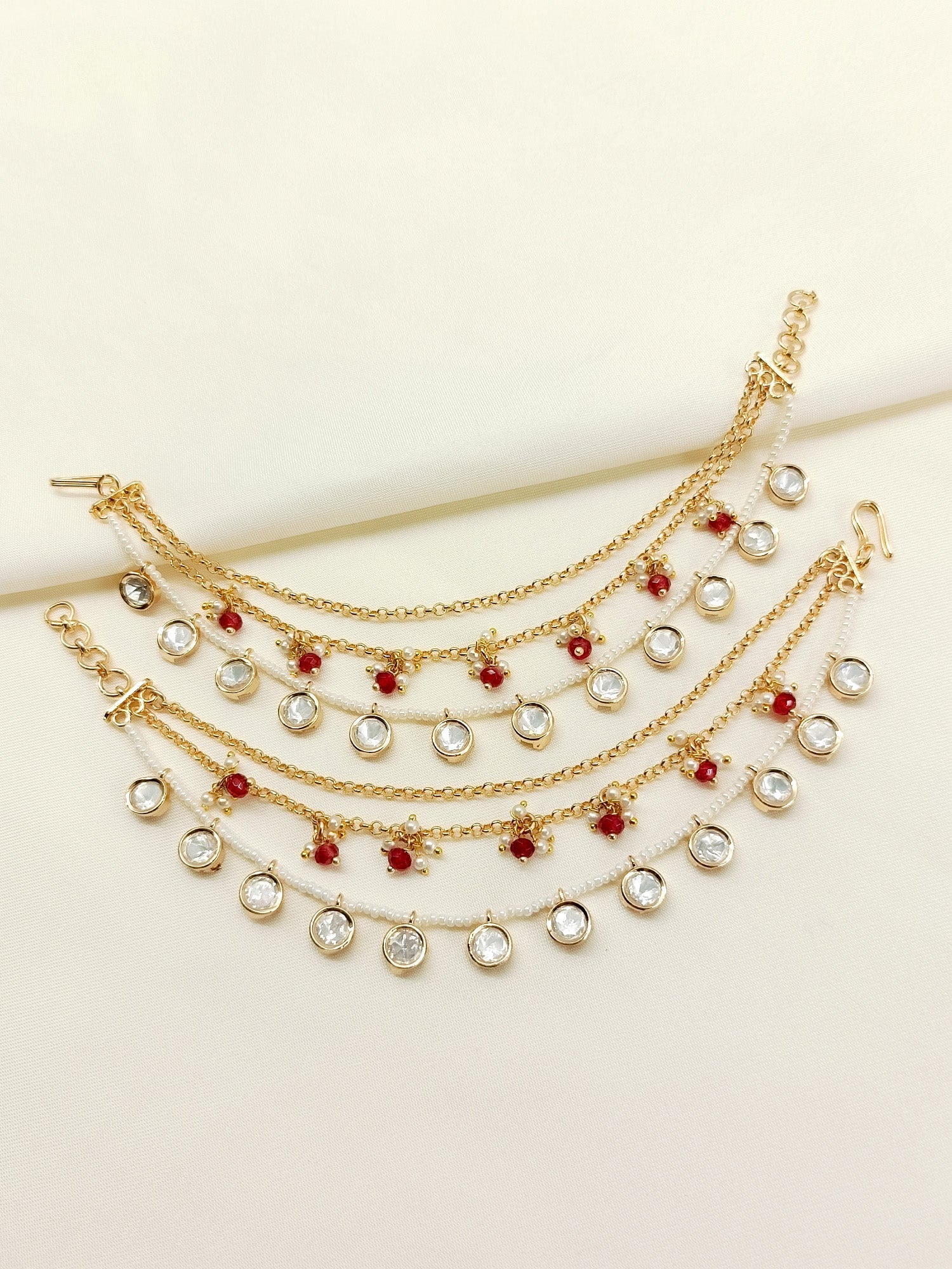 Bhamini Ruby Traditional Ear Chain