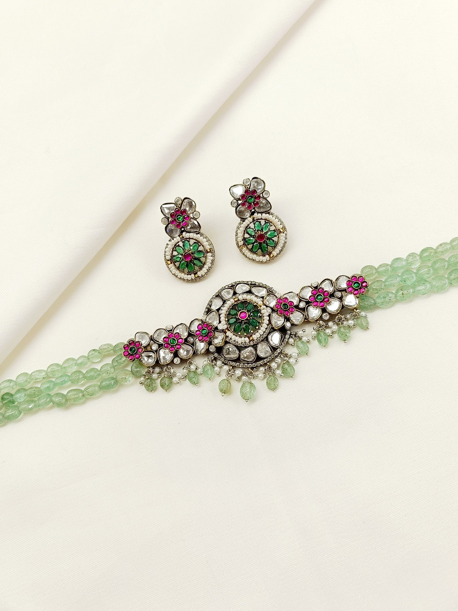 Sheesha MInt Green Victorian Choker Set - qivii