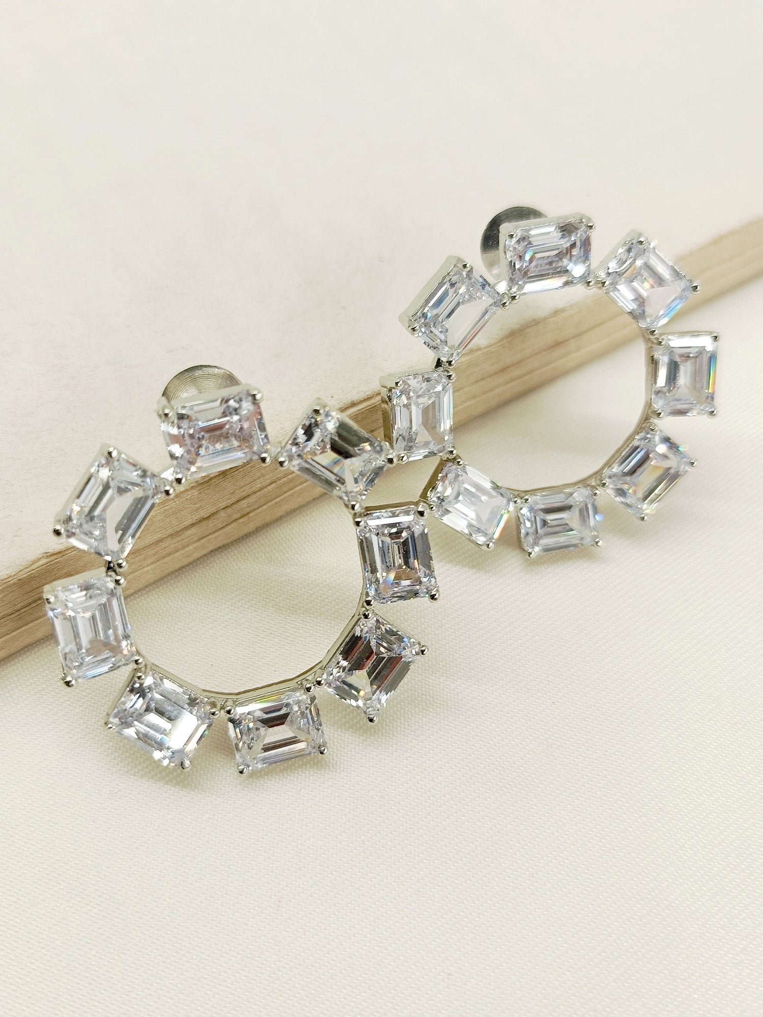 Elegant and sophisticated Avisha White American Diamond Tops with silver plated brass metal and genuine American diamonds for a sparkling look