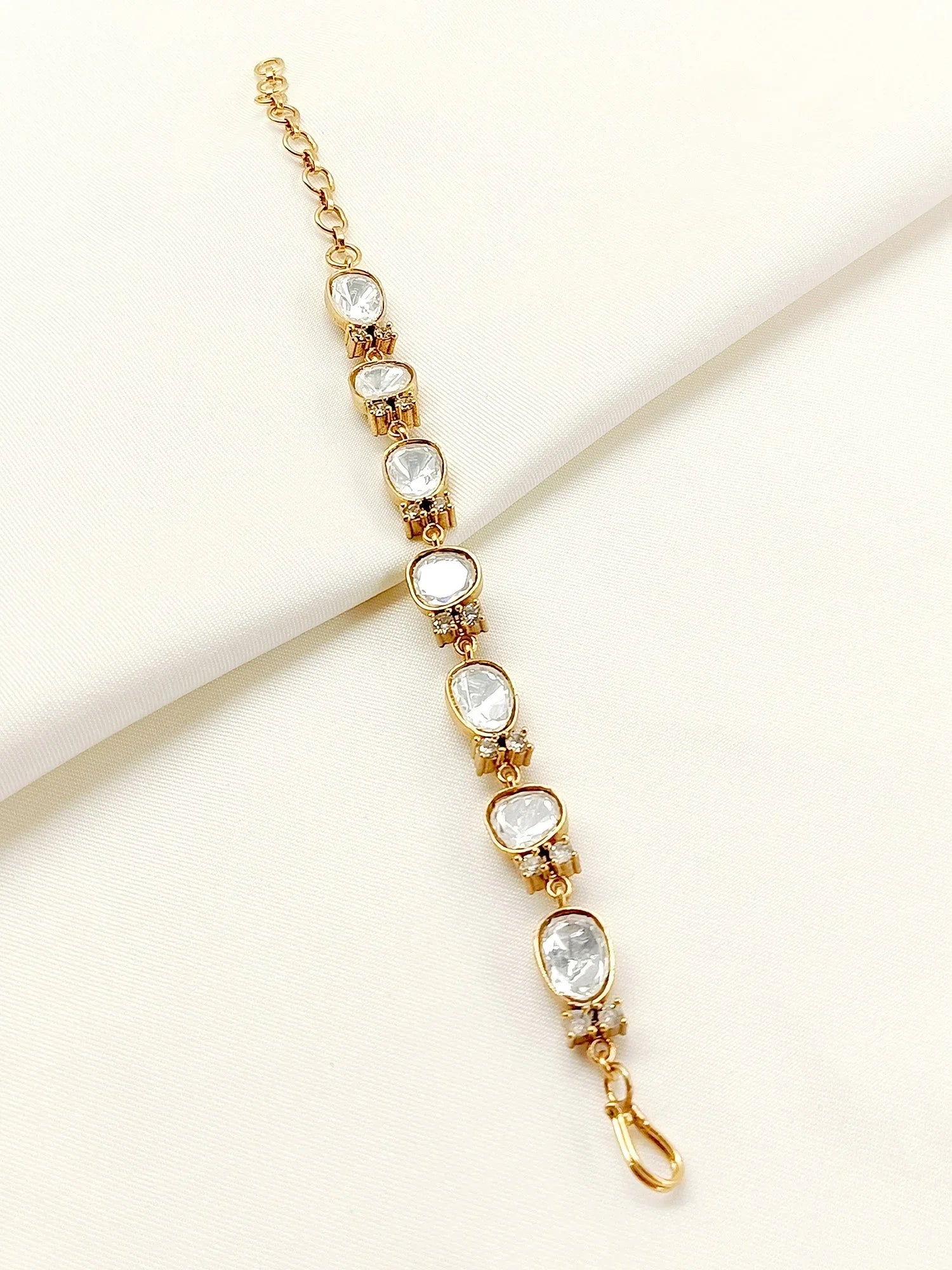 Tahera White Kundan Bracelet