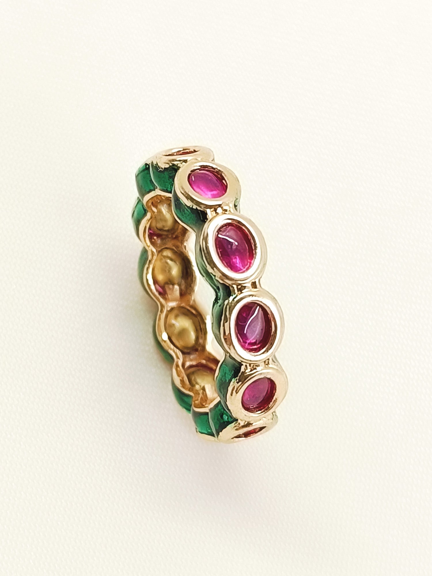 Ashrita Green Kundan Finger Ring