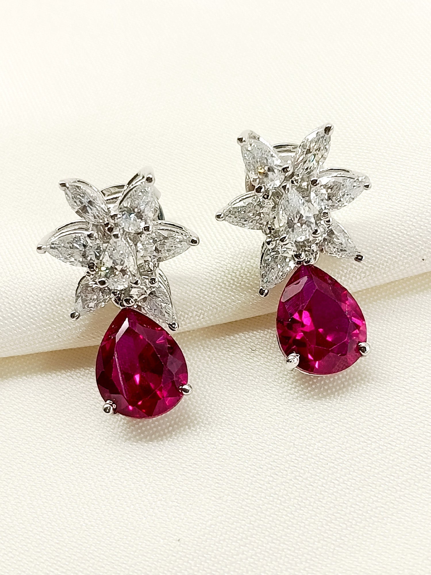 Anya 92.5 Silver Swarovski Stone Earrings - qivii