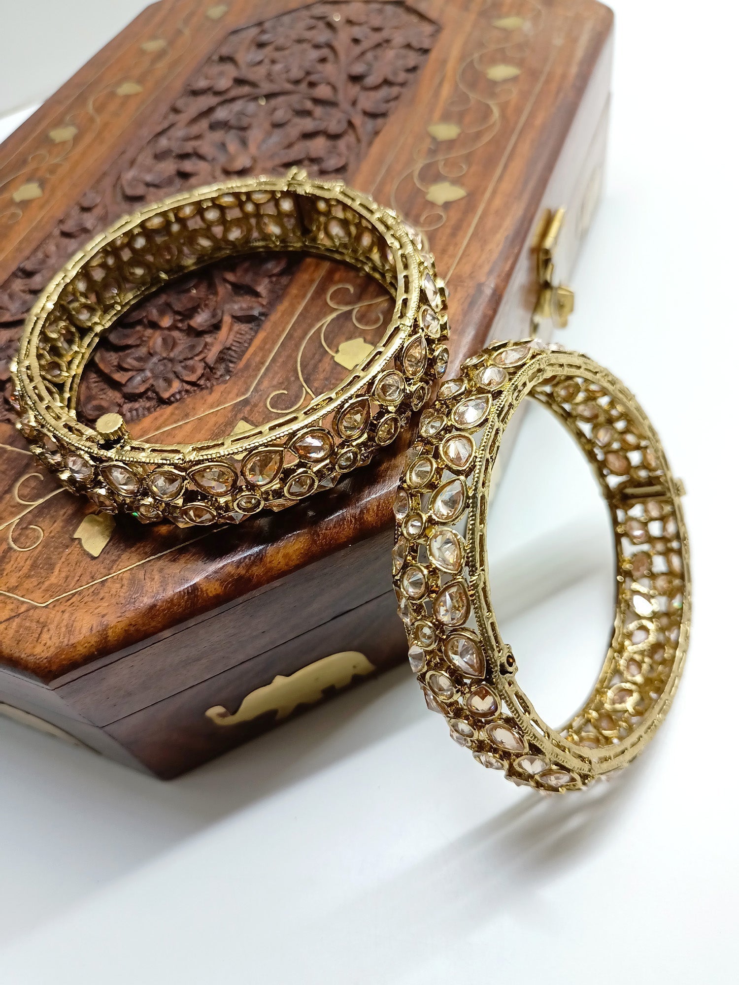 Savita Copper Polki Bangles - qivii