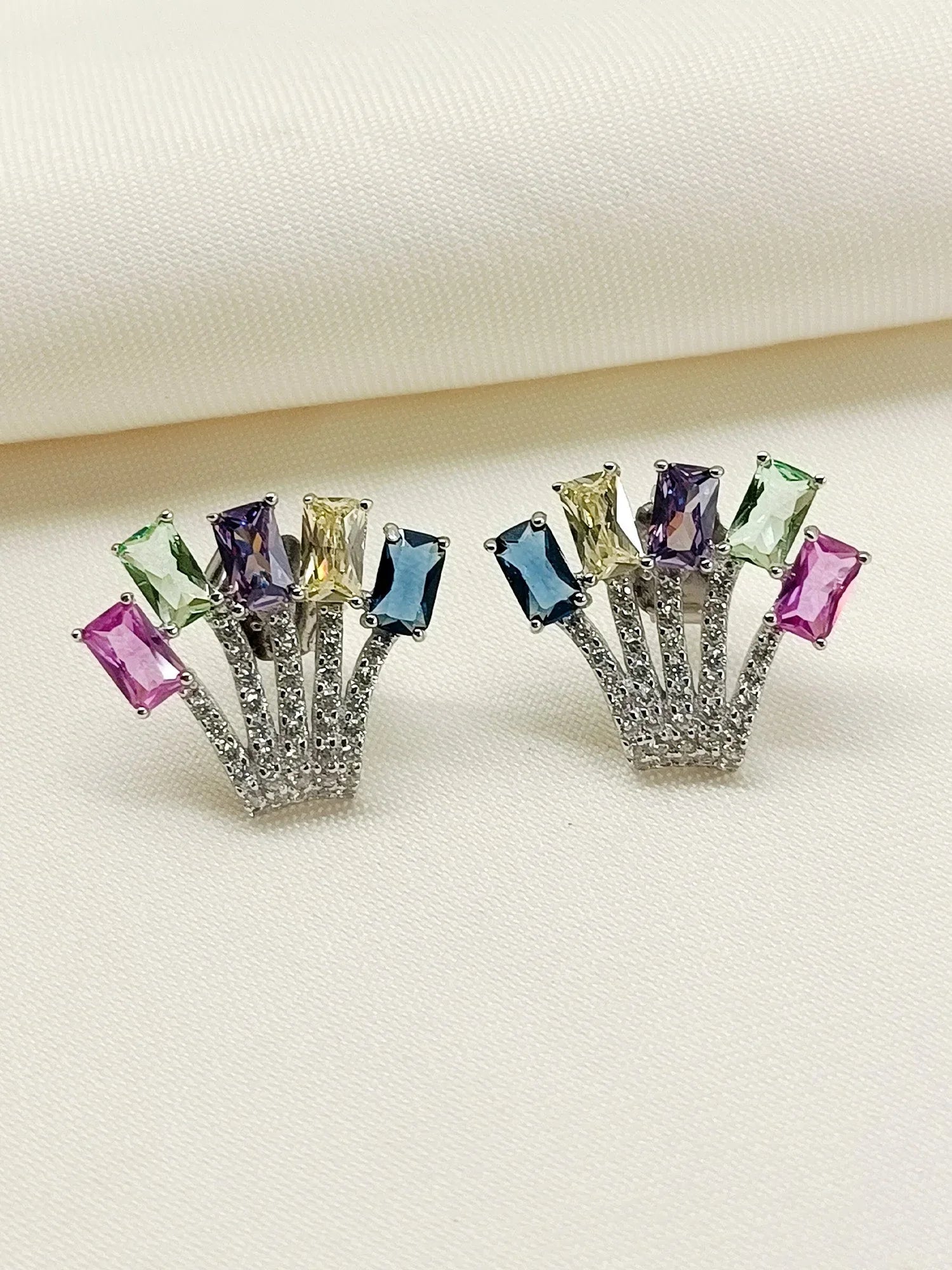Jaytri Multi Colour 92.5 Silver Swarovski Stone Tops