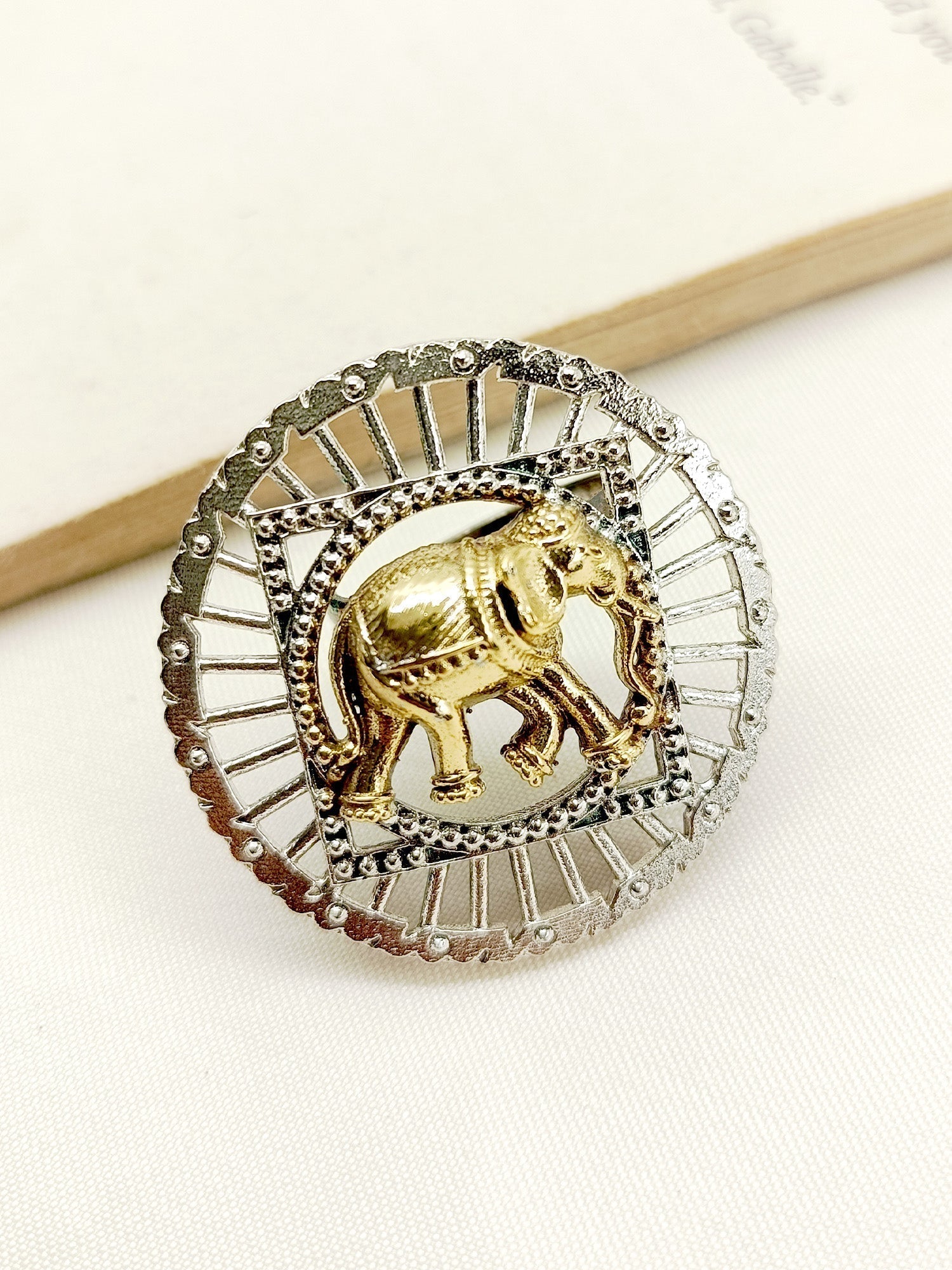 Sahar Plain Elephant Oxidized Finger Ring - qivii