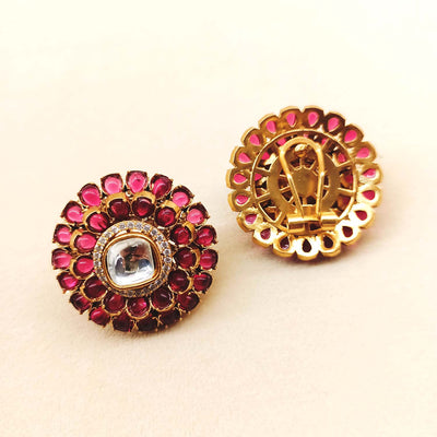 Mridula Rose Pink Diamonds Gold Plated Kundan Tops