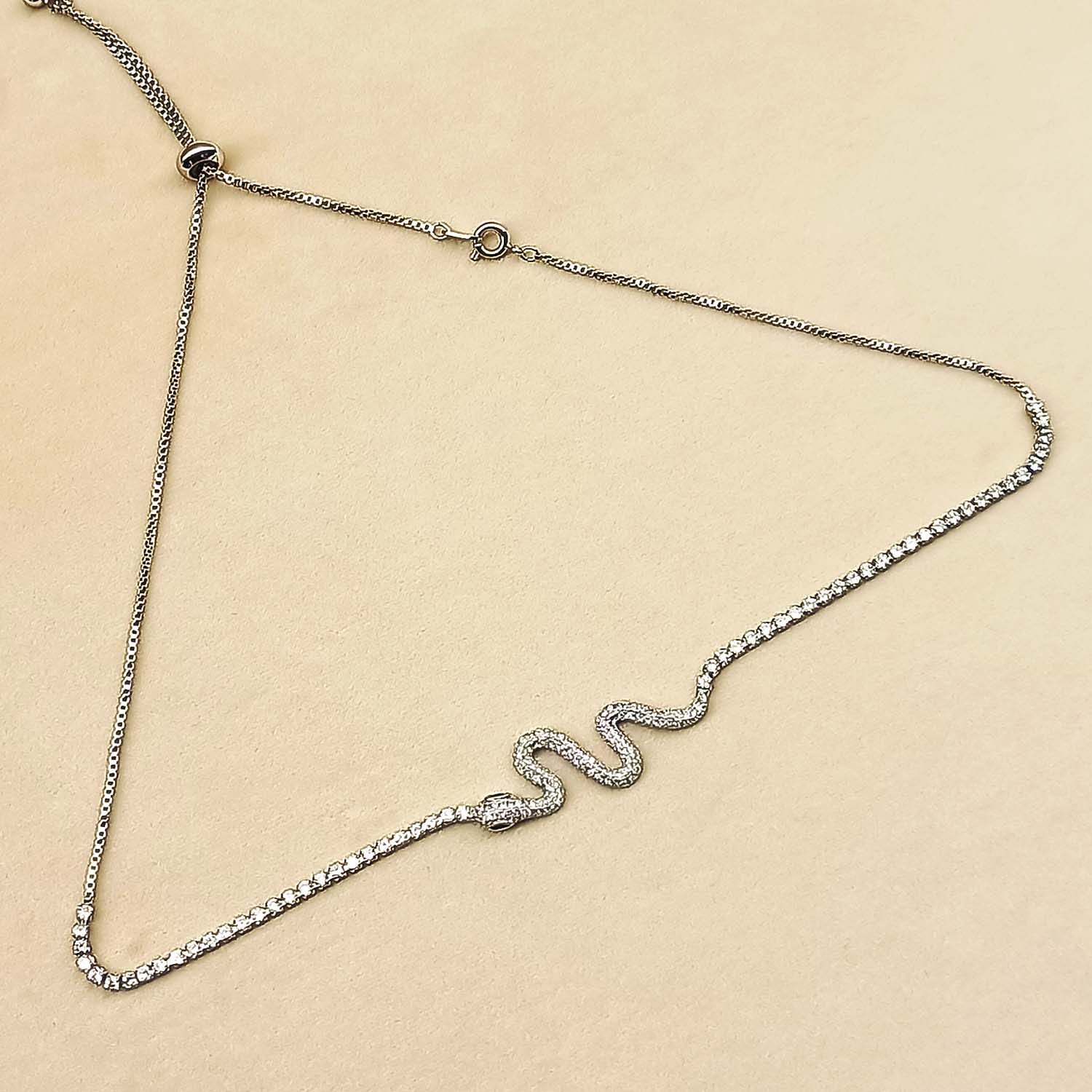 Amira American Diamonds Silver Plated Neck Piece - qivii