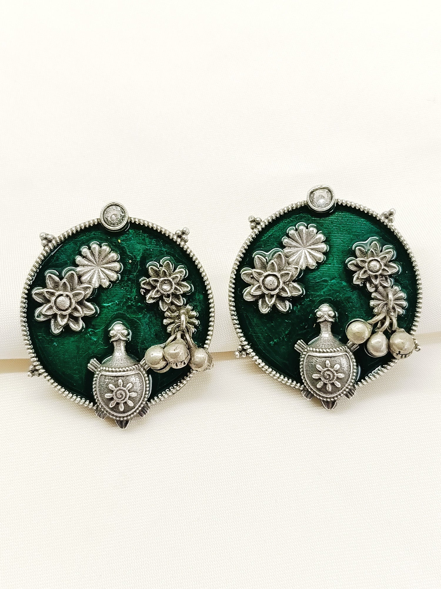 Shyamali Green Oxidized Tops