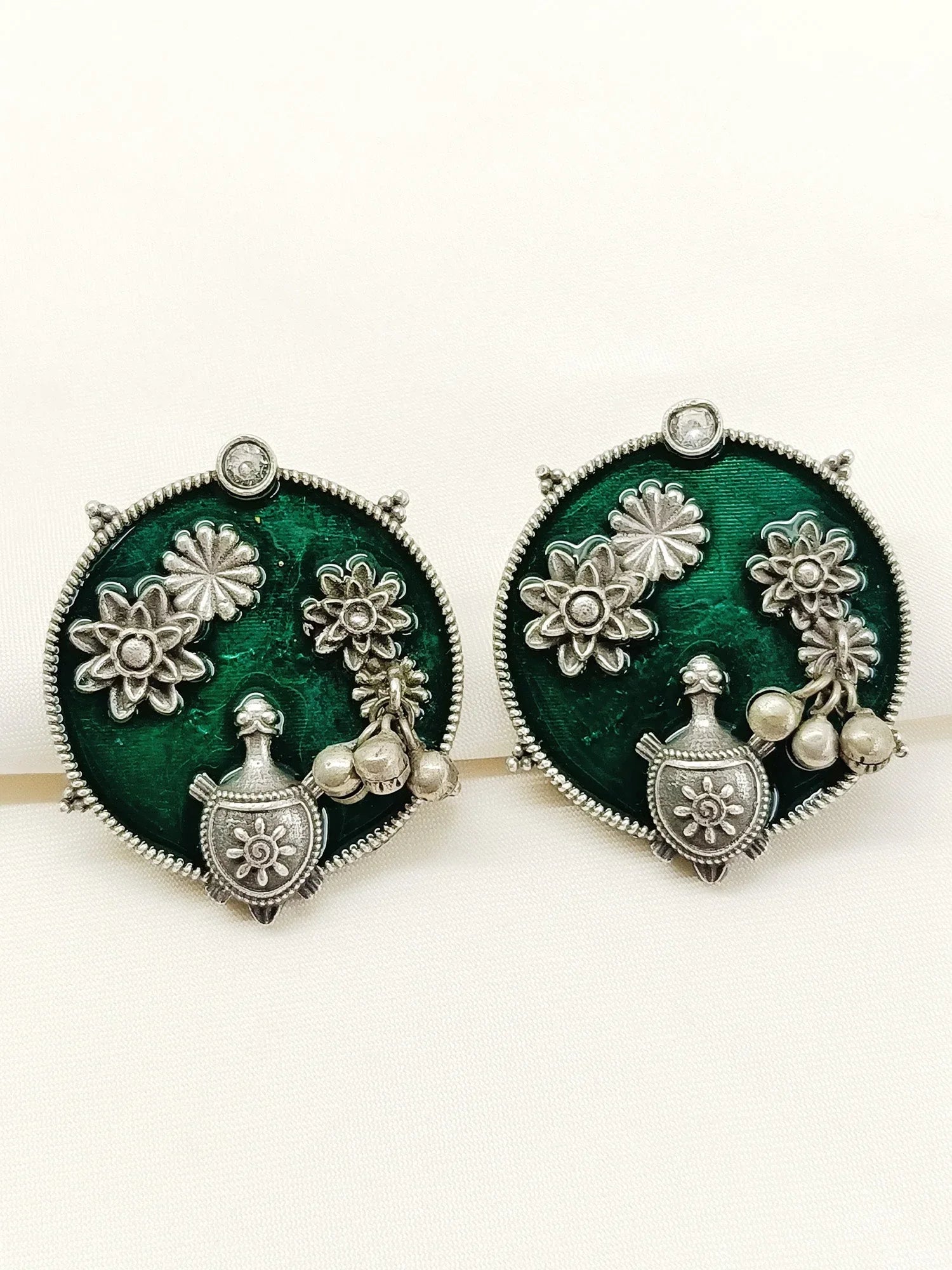 Shyamali Green Oxidized Tops