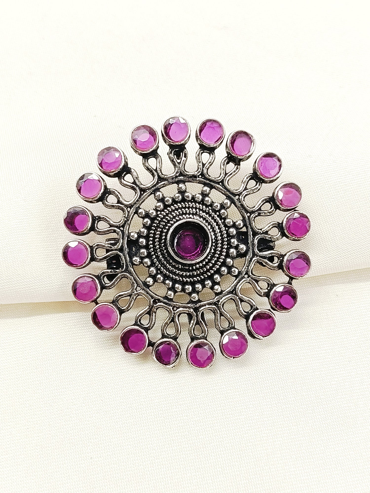 Advay Ruby Oxidized Brooch