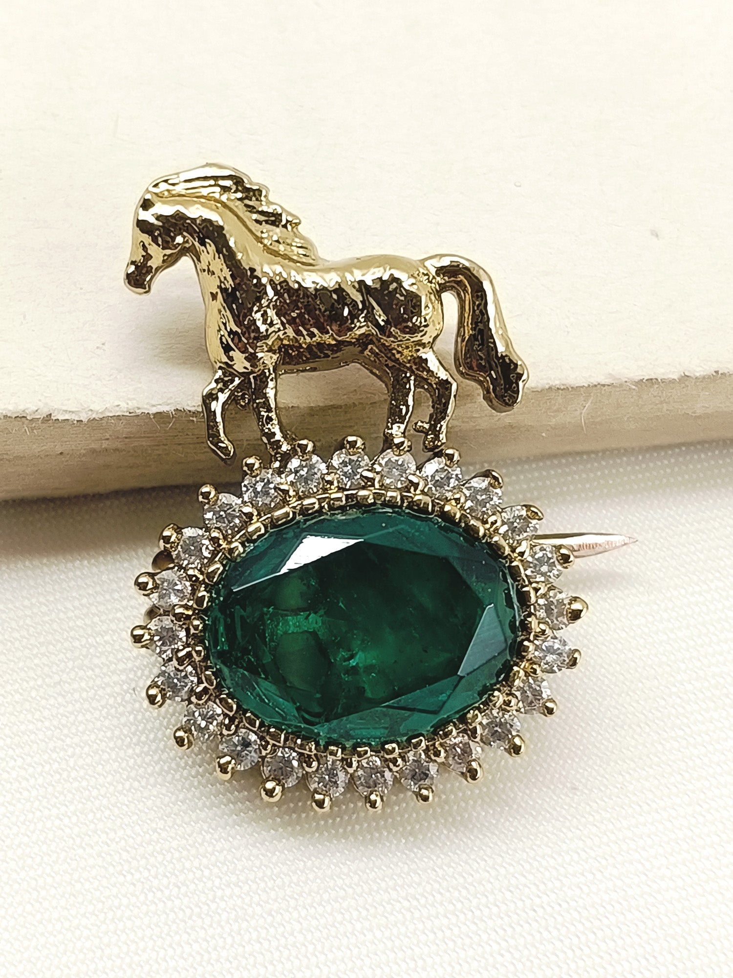 Saransh Green Horse Brooch