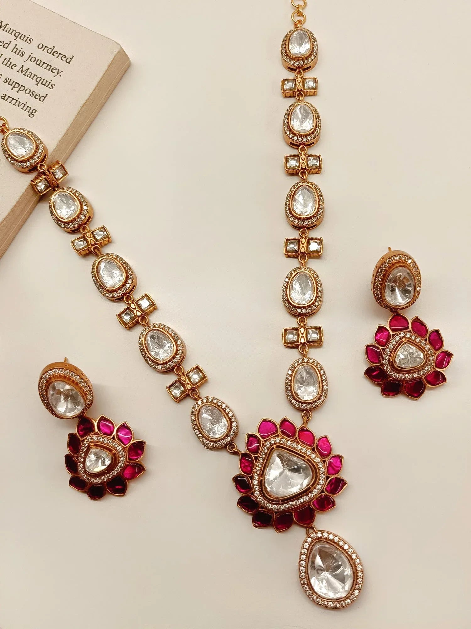 Shuri Majenta Kundan Necklace Set