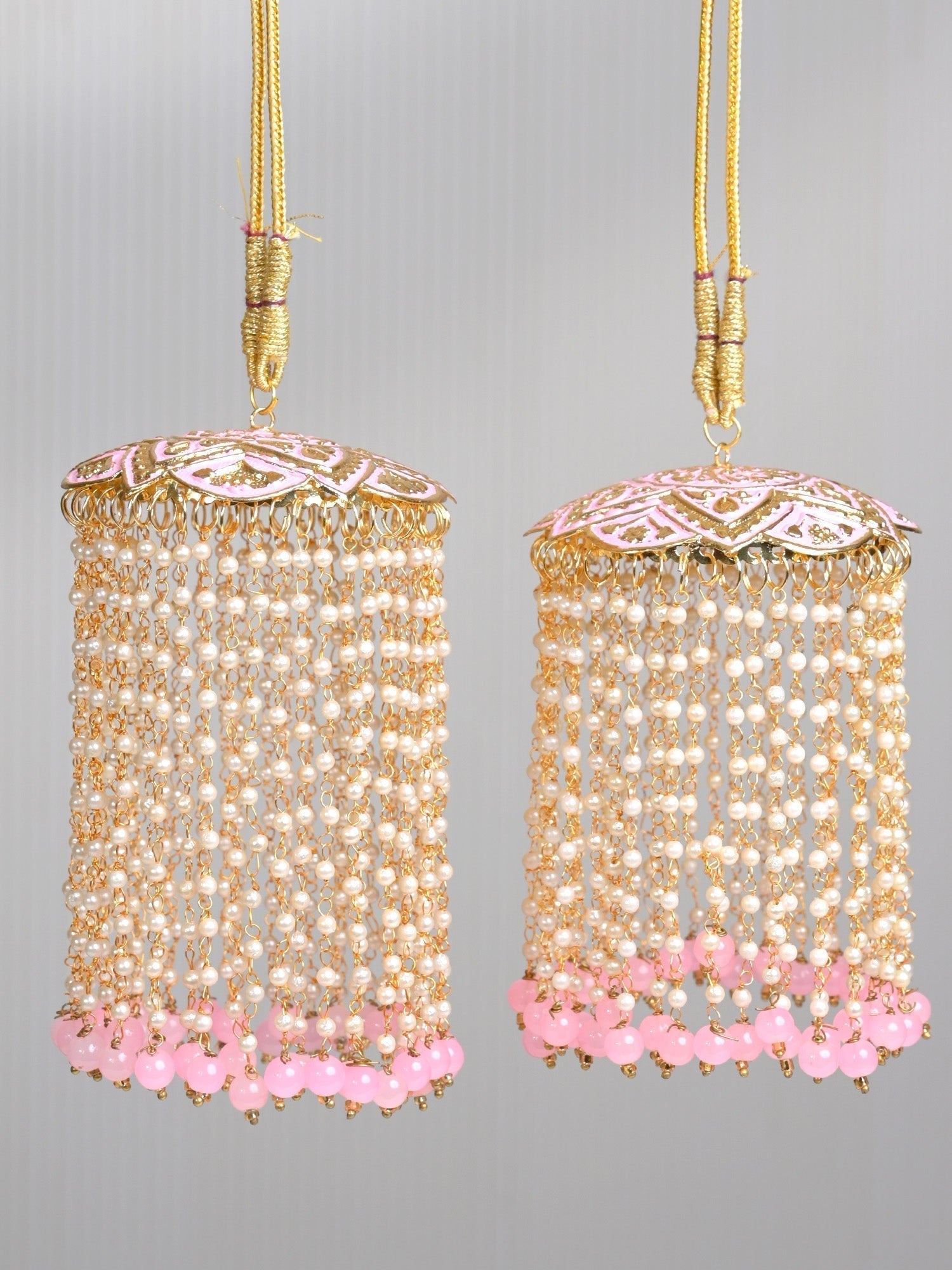 Chaksu Pink Meenakari Pearl Hanging Kalira - qivii