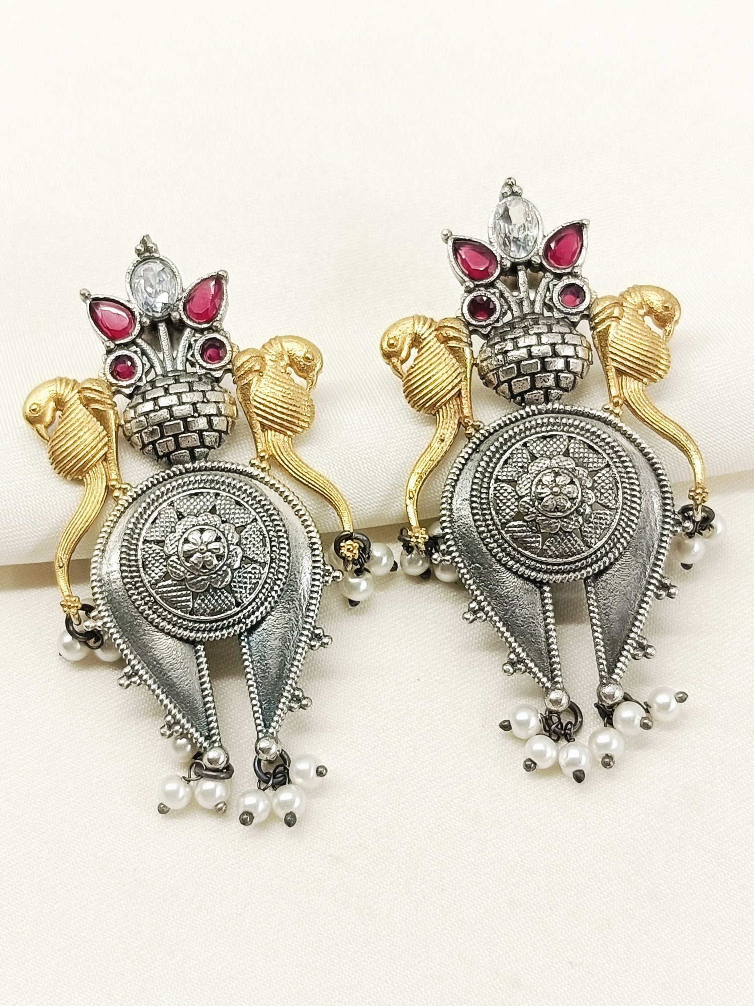 Tithi Ruby Oxidized Earring