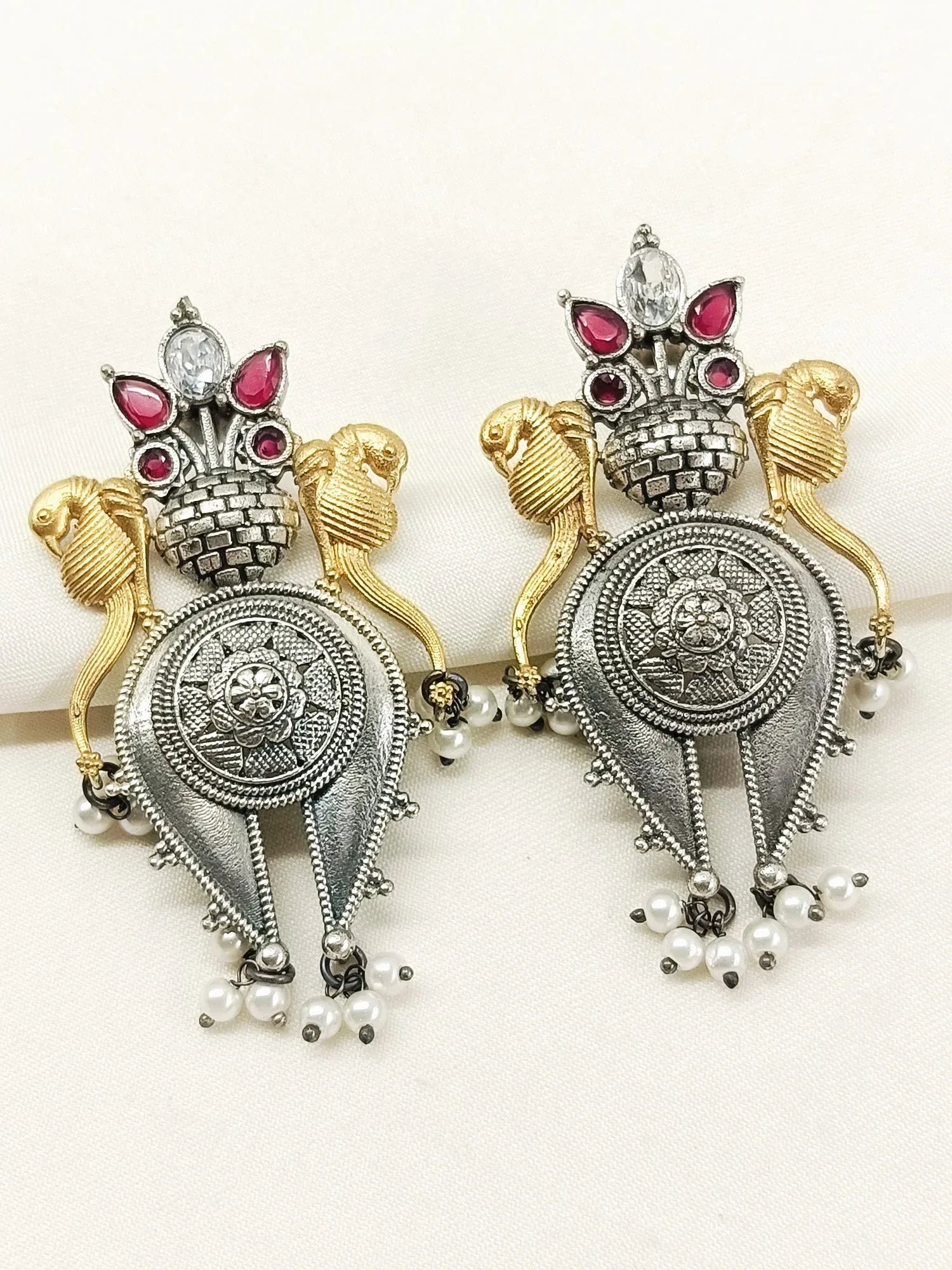 Tithi Ruby Oxidized Earring
