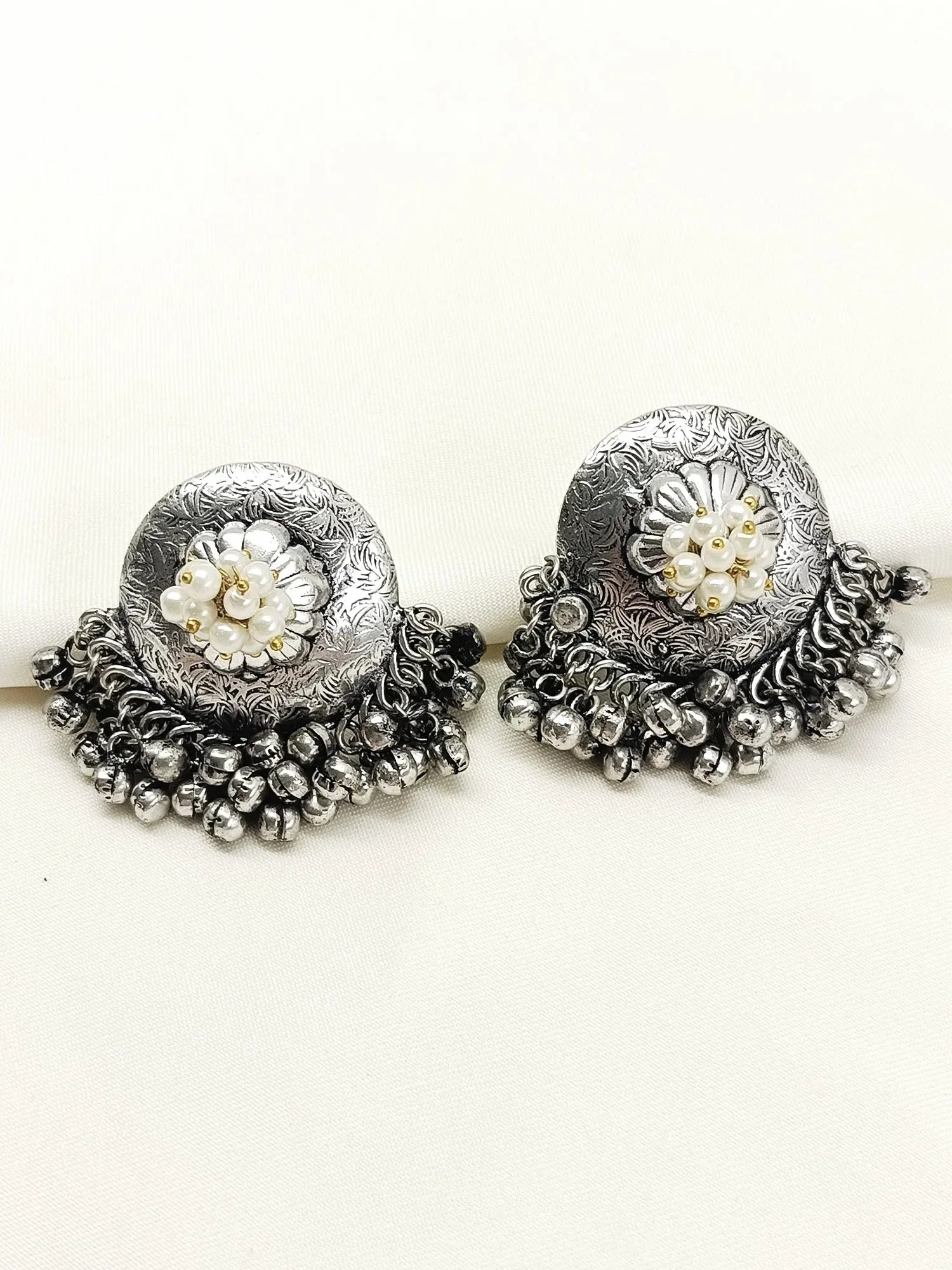 Natasha White Pearl Oxidized Tops