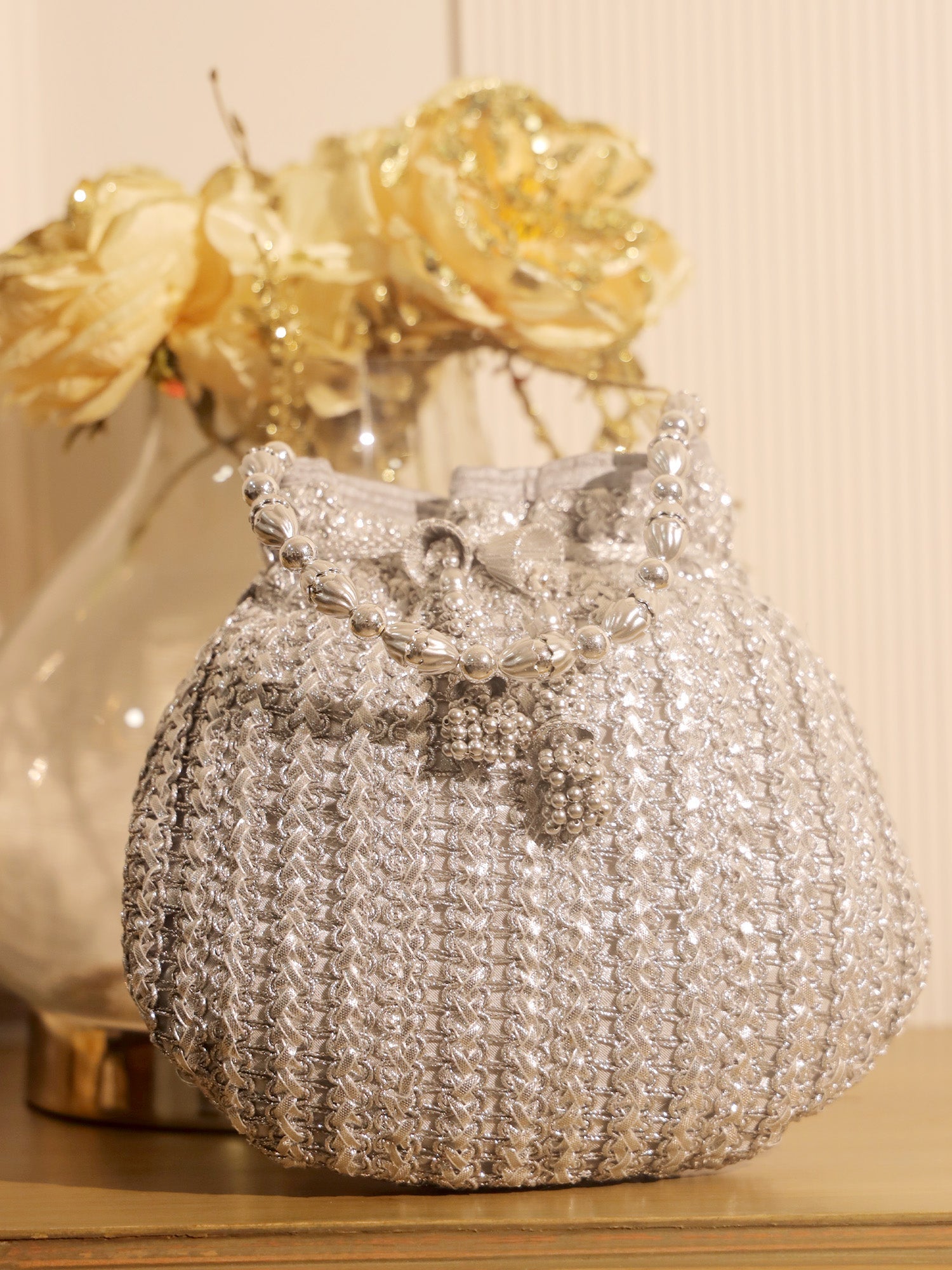 Subhika Silver Potli Bag