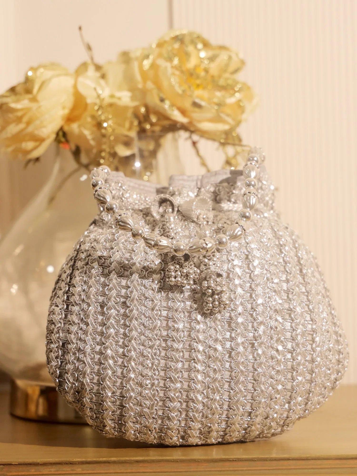 Subhika Silver Potli Bag