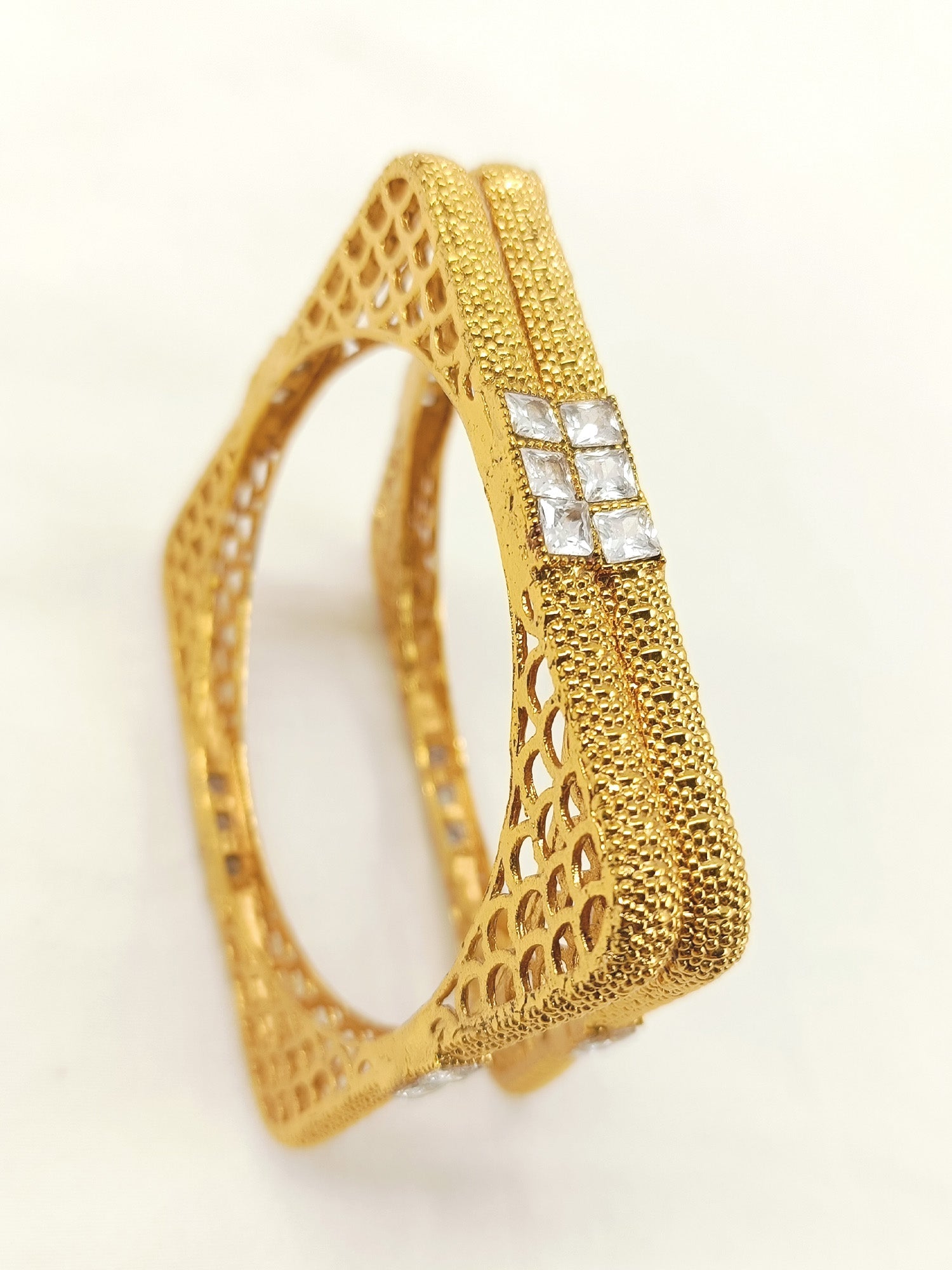 Amodini White Antique Bangles