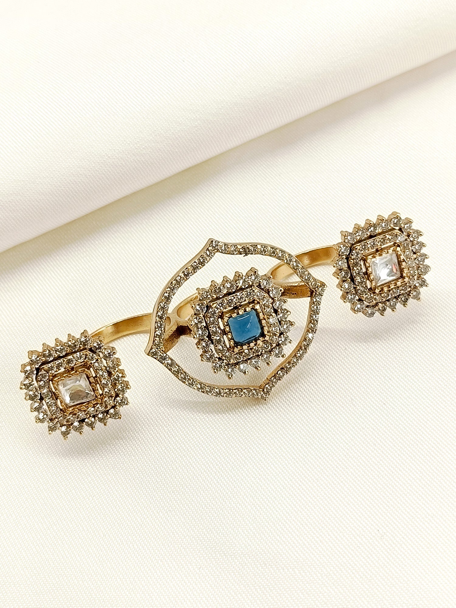 Aabharana Navy Blue American Diamond Finger Ring