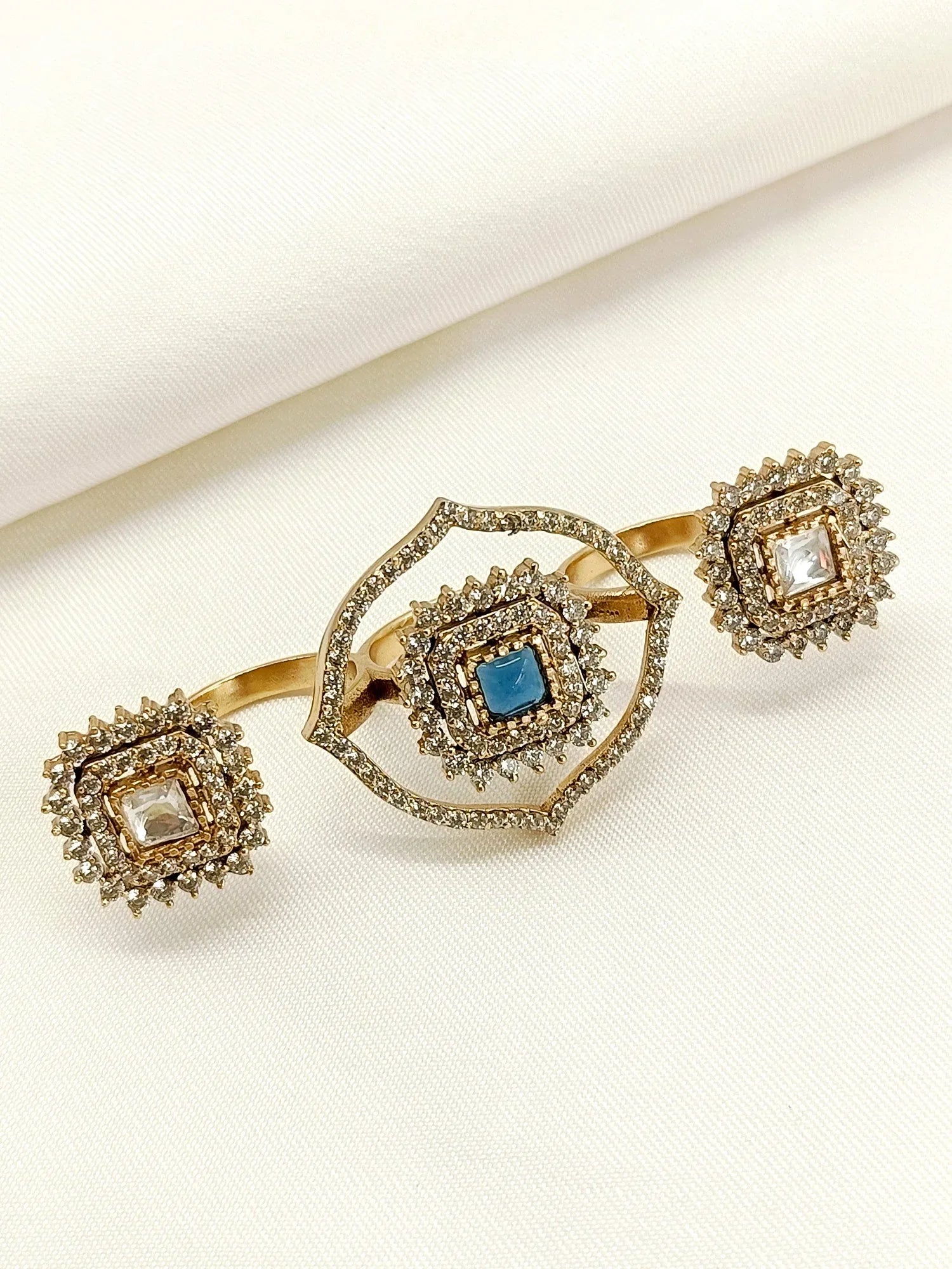 Aabharana Navy Blue American Diamond Finger Ring