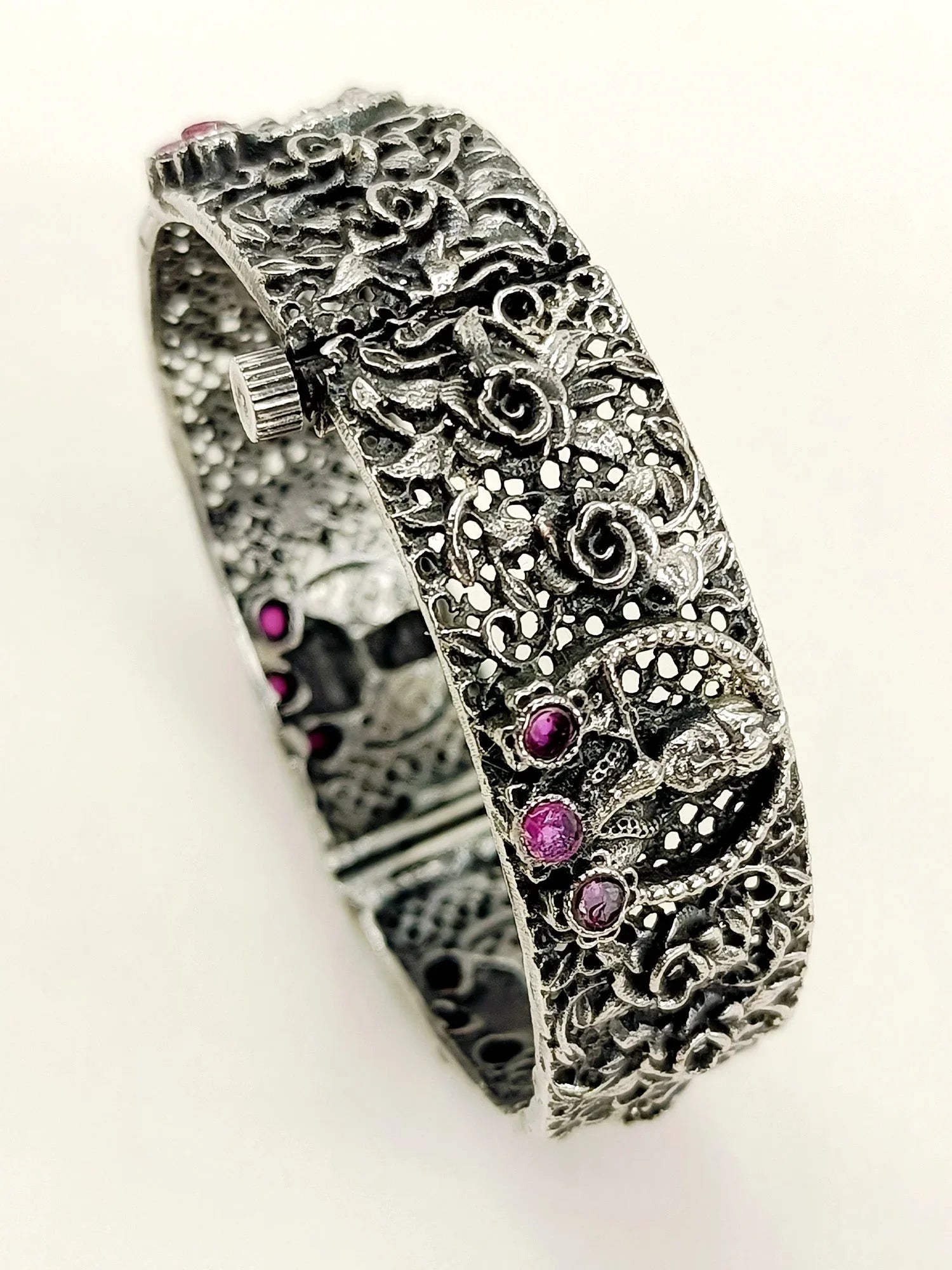 Dhairya Ruby Oxidized kada