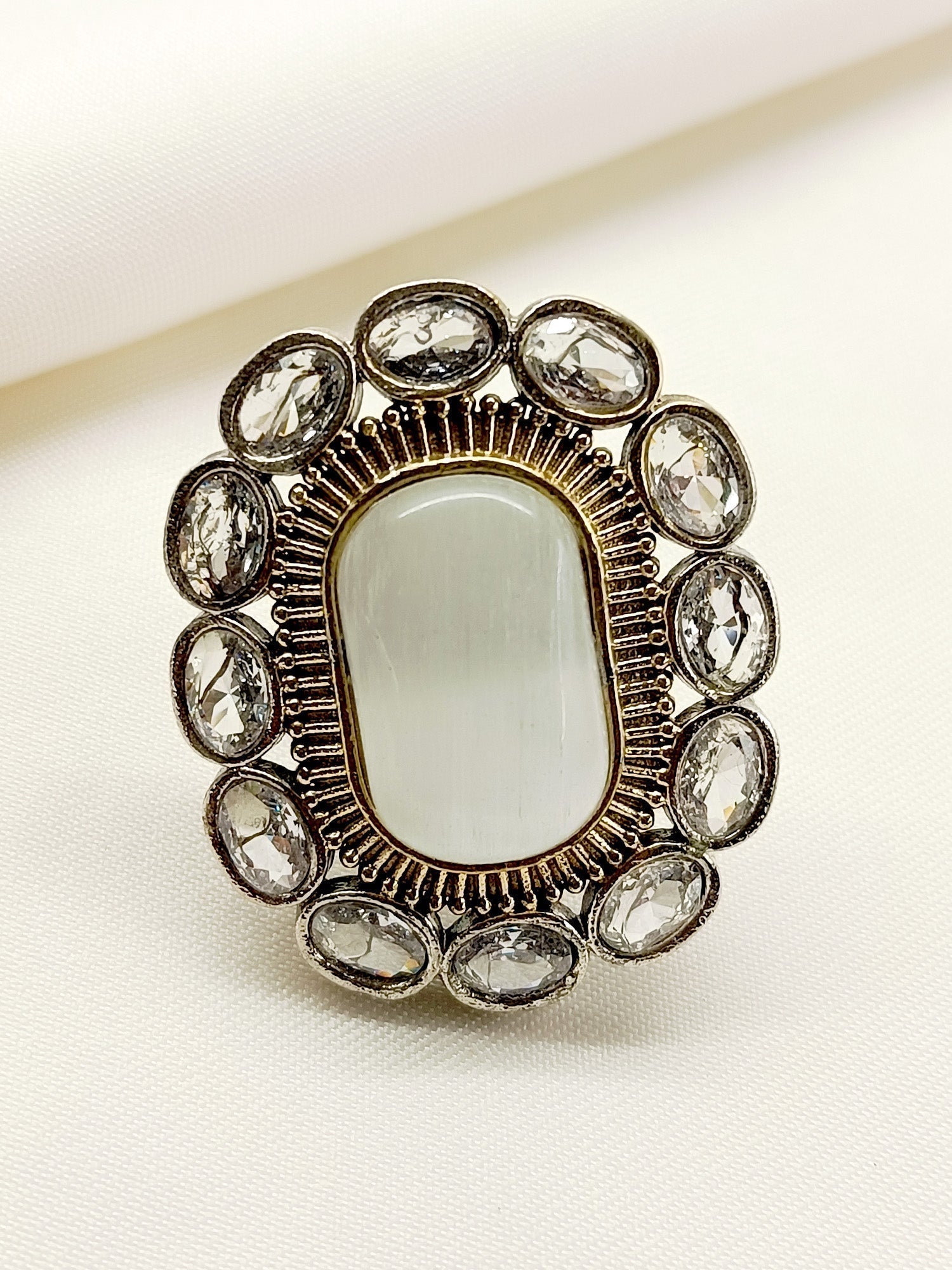 Neelu Grey Oxidized Finger Ring - qivii