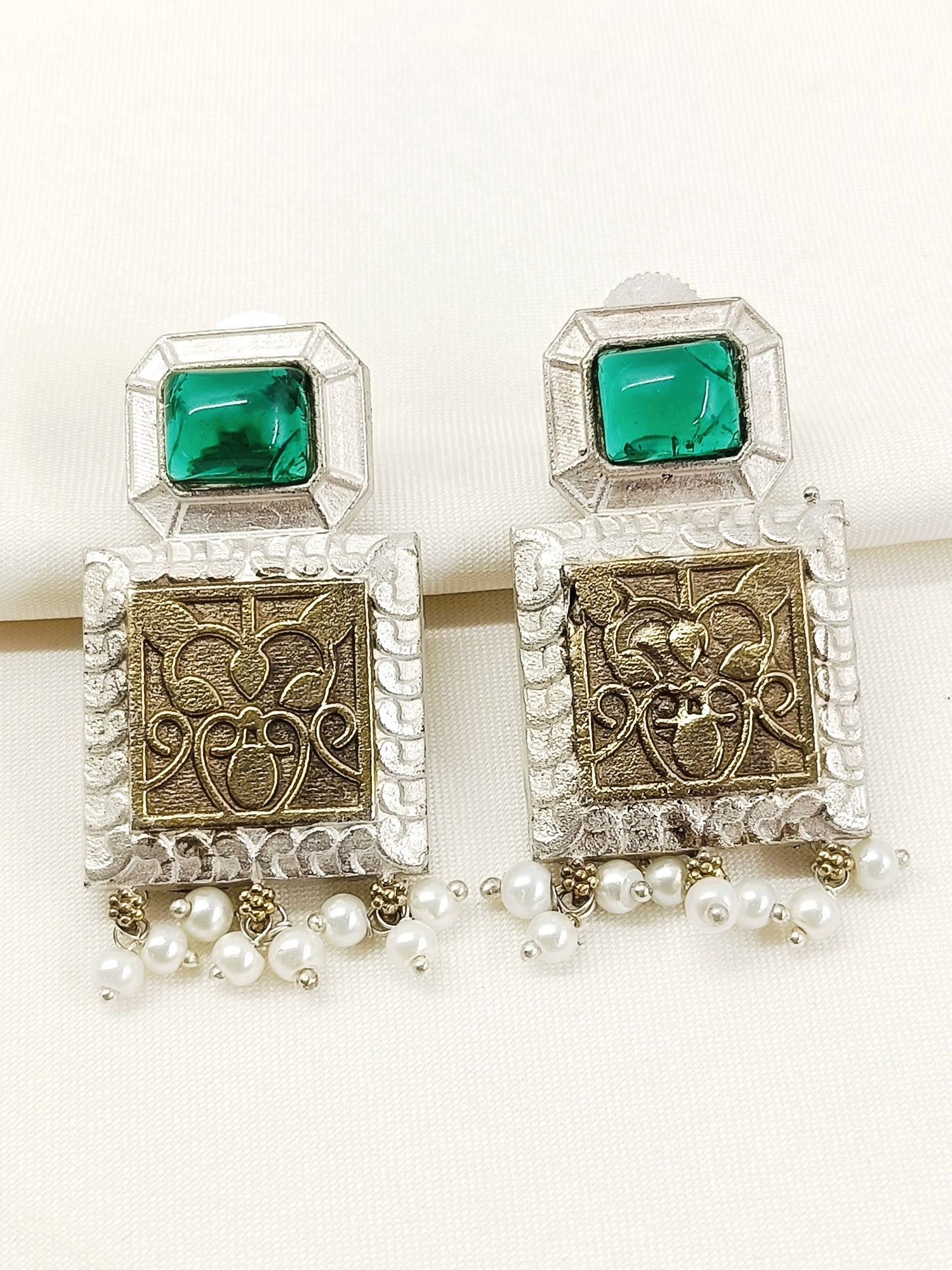 Rupal Green Oxidized Earring