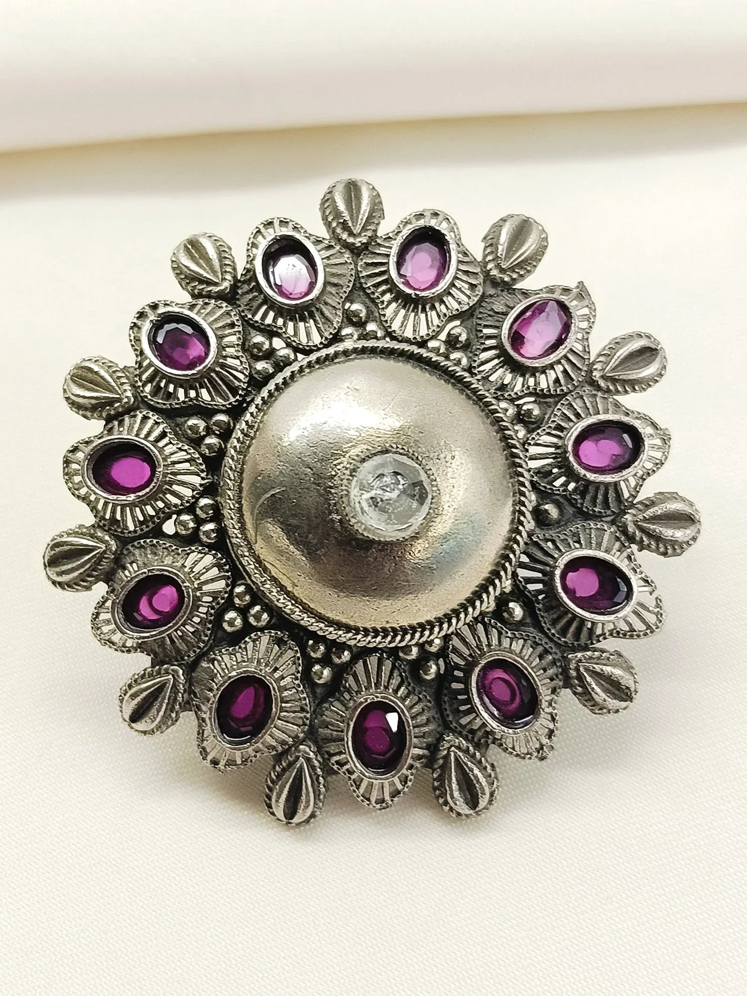 Leo Ruby Oxidized Finger Ring