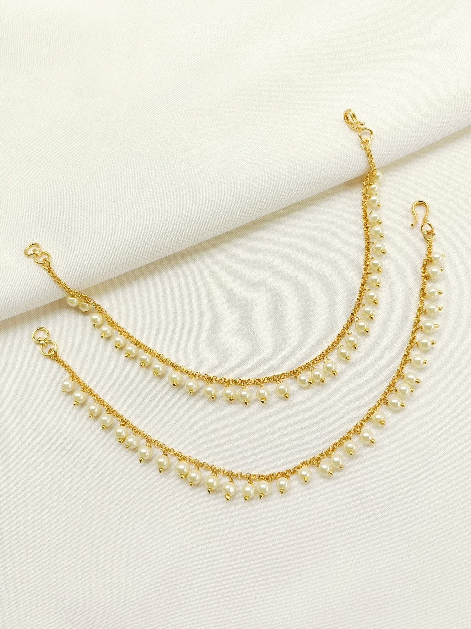 Dhwani Cream Gold Plated Ear Chain