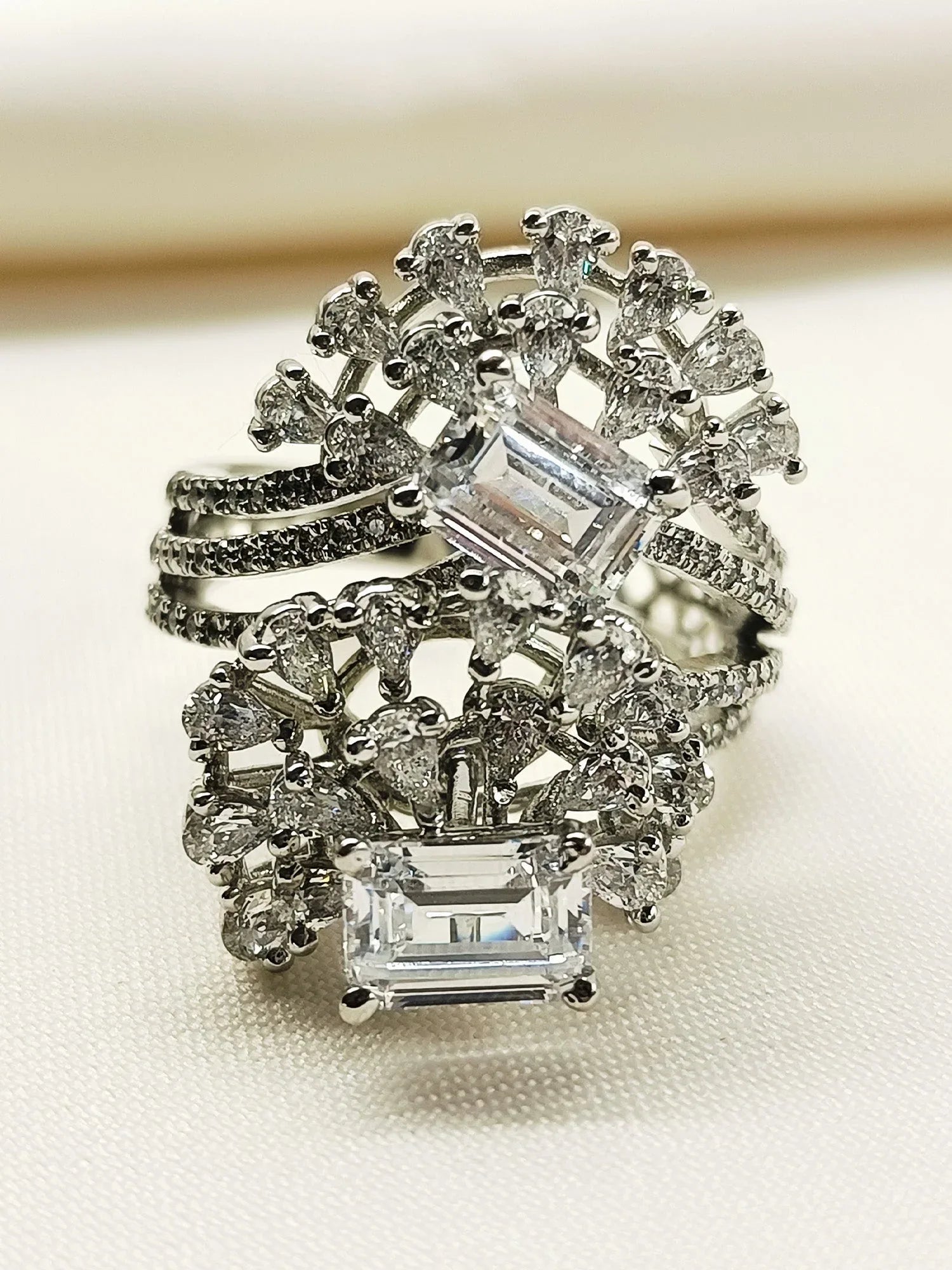 Anouk 92.5 Silver American Diamond Finger Ring