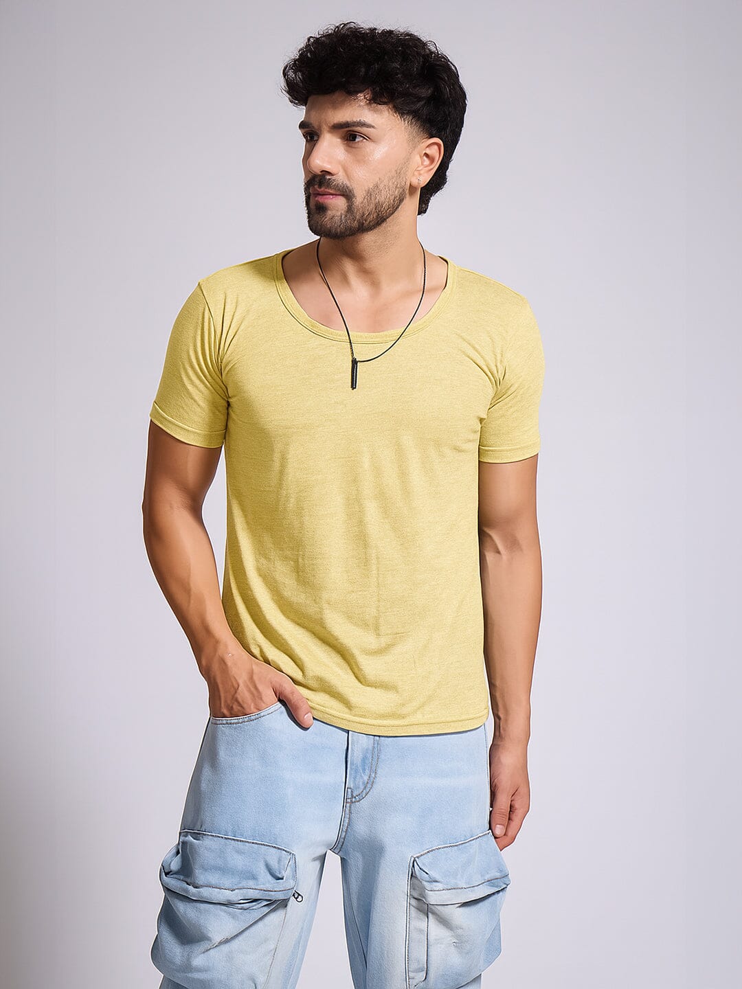 Lemon Slub Scoop Neck Tshirt