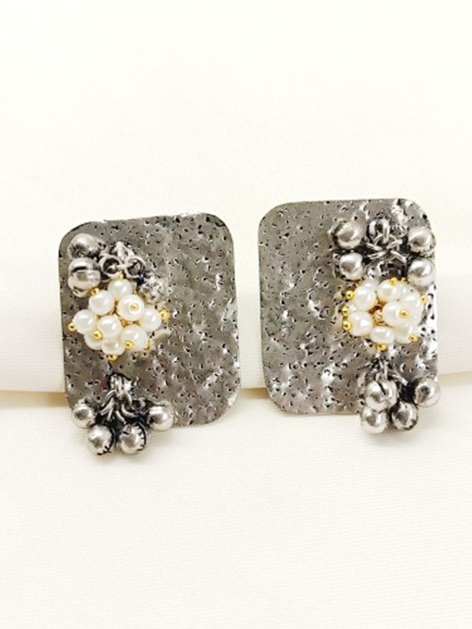 Chandrima White Pearl Oxidized Tops