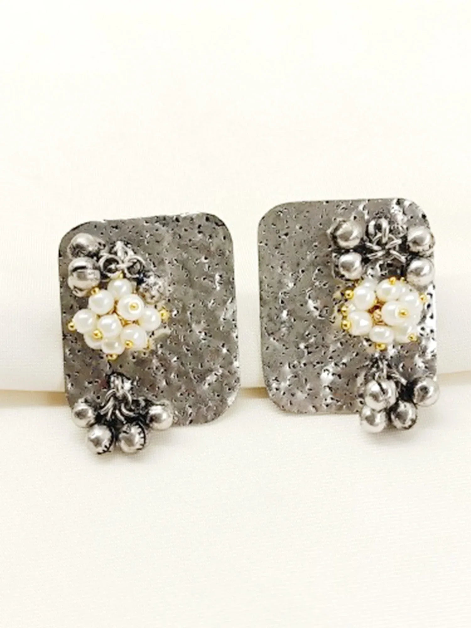 Chandrima White Pearl Oxidized Tops