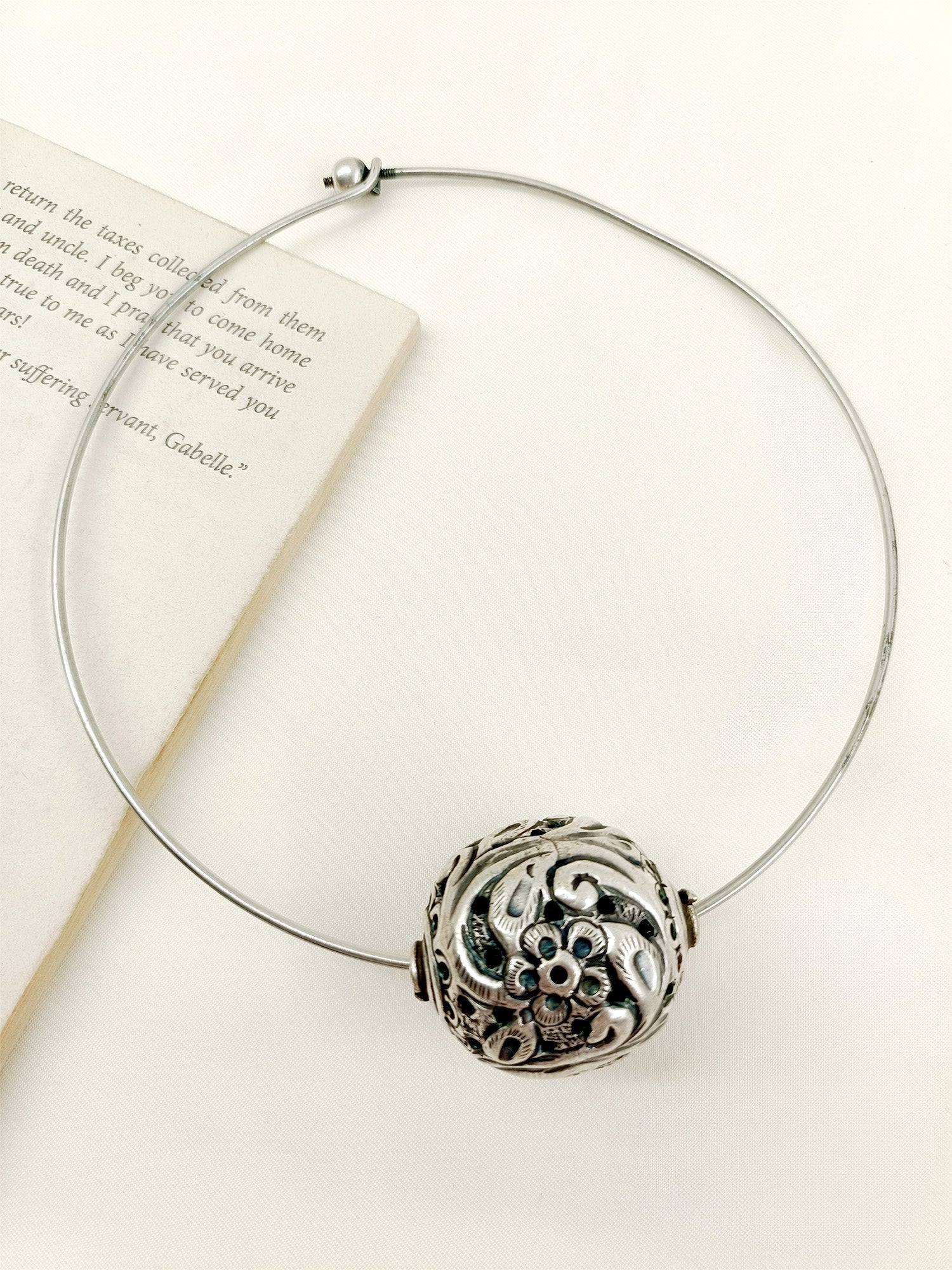 Reem German Silver Oxidized Hasli Style Neckpiece - qivii